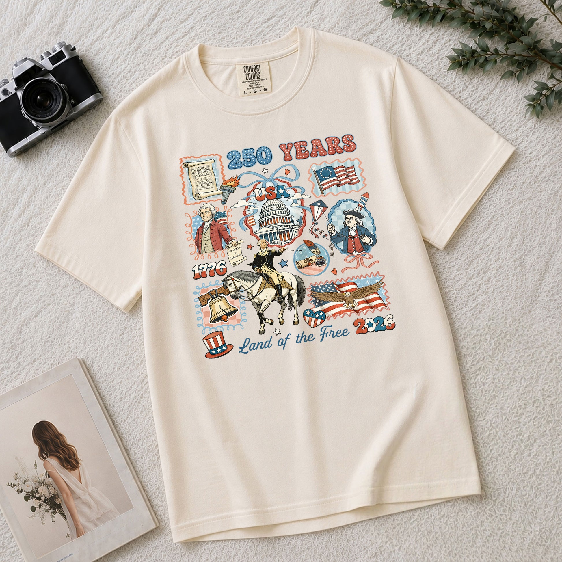 1776-2026 USA 250th Celebration Shirt - Retro Freedom Stamp Patriotic T-Shirt - Rust Field Wear