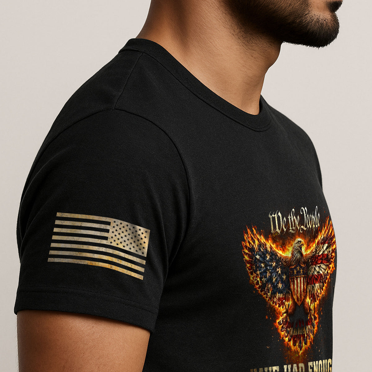 We The People Have Had Enough T-Shirt Flaming Patriotic Eagle Shield Rising Liberty Statement Tee - Rust Field Wear
