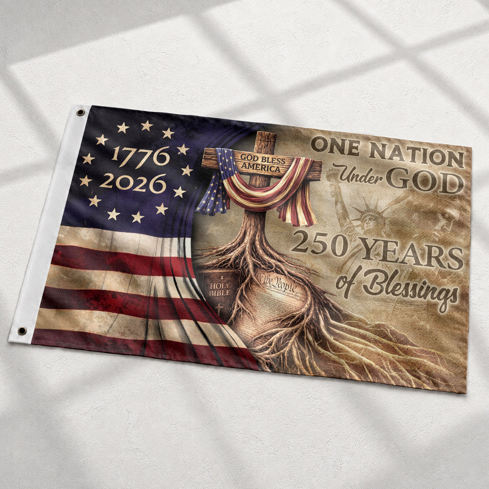 USA Faith and Freedom Christian Flag Patriotic Yard Decoration