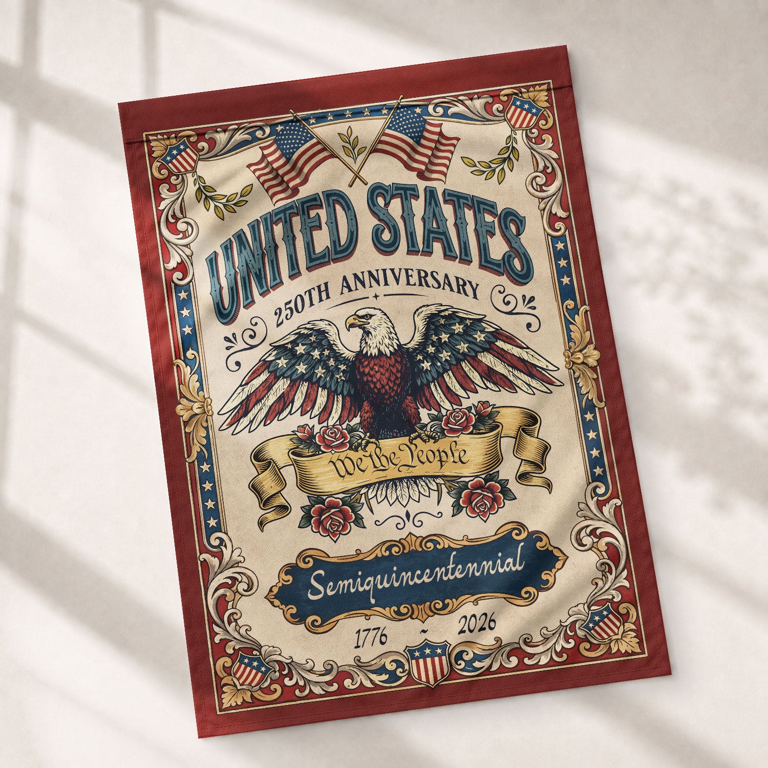 1776-2026 America 250th Anniversary Garden Flag – We The People Bald Eagle 250 Years of Freedom Double Sided Patriotic Printing