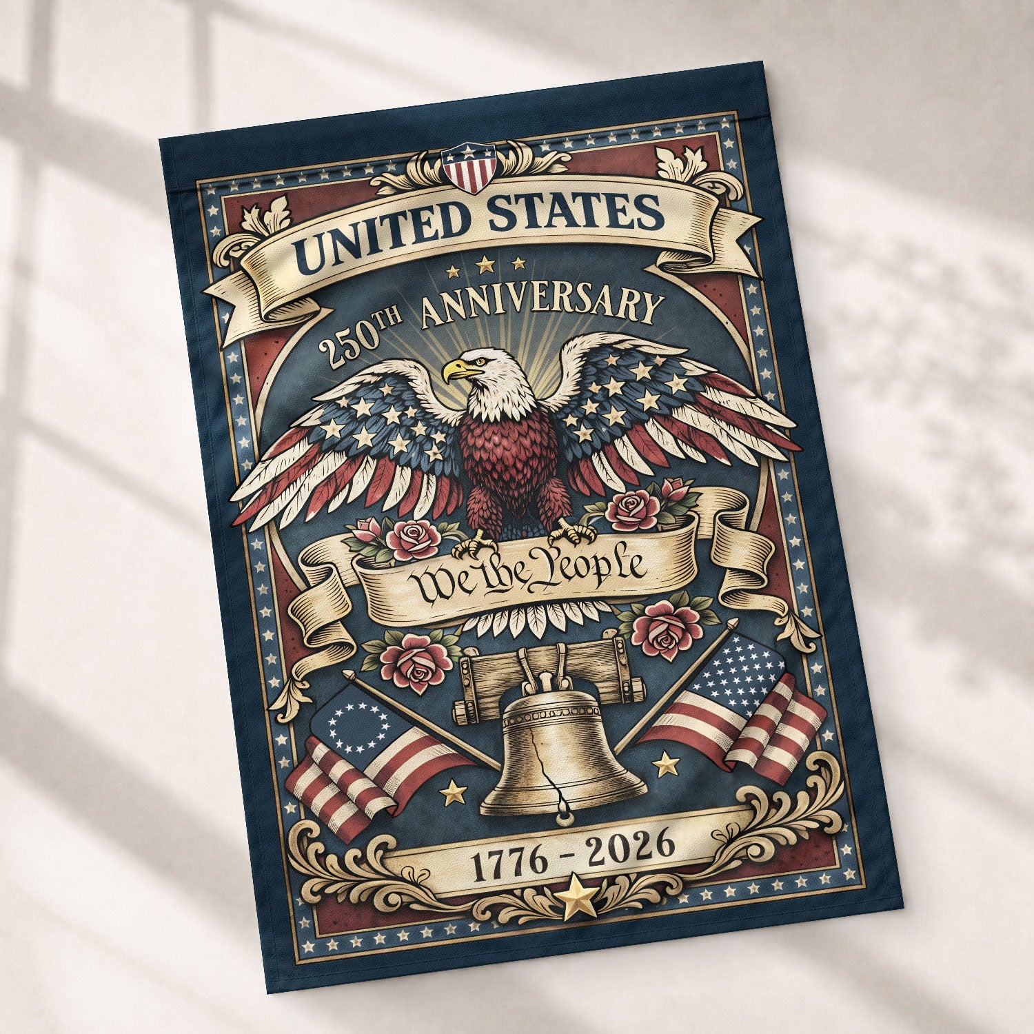 United States USA 250th Anniversary 1776-2026 Garden Flag – We The People Bald Eagle & Liberty Bell 250 Years Double Sided
