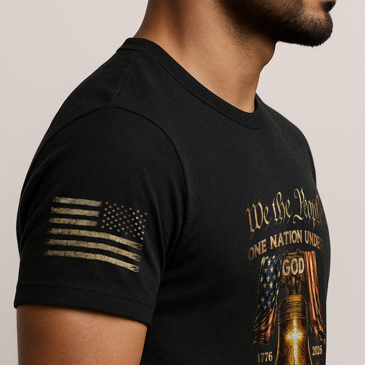 One Nation Under God 250 Years of Blessings Shirt - Patriotic Cross & Liberty Bell Graphic Tee - Rust Field Wear