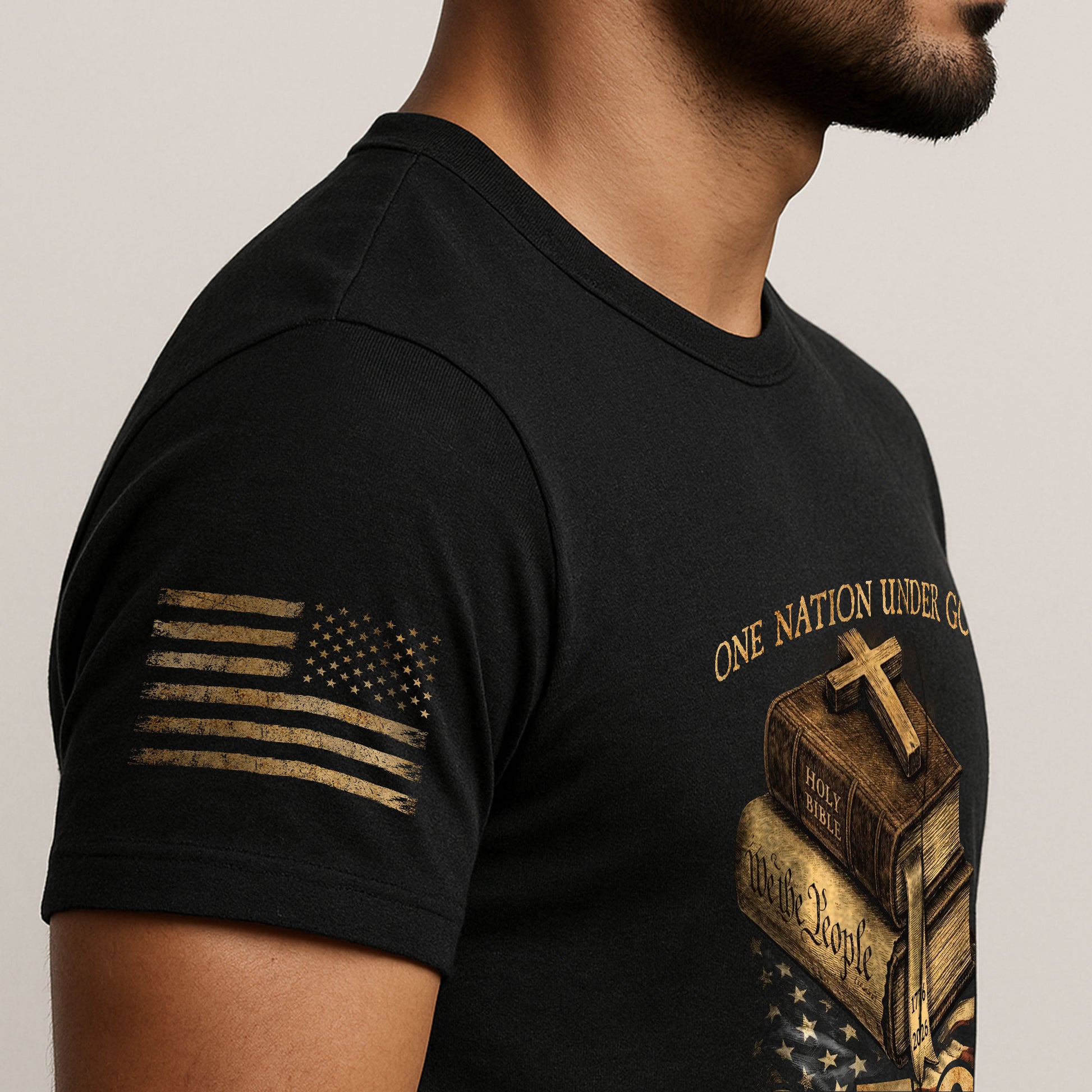 250 Years of Blessings T-Shirt - Religious Patriotic One Nation Under God Liberty Bell & US Flag Tee - Rust Field Wear