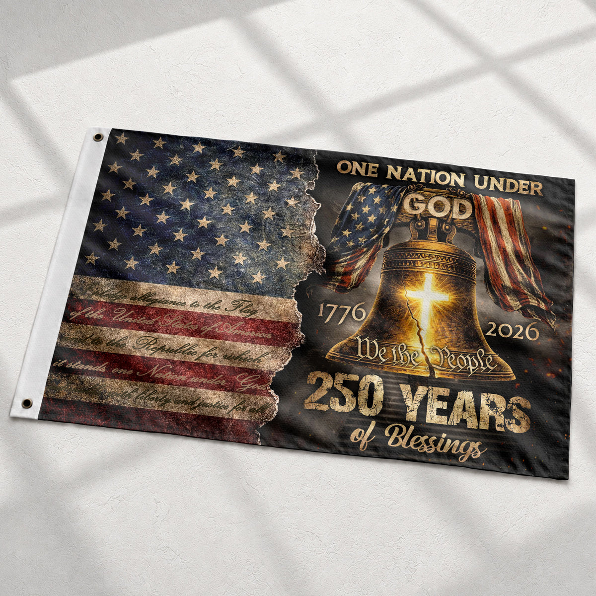 One Nation Under God America Religious US 250th Anniversary Flag – 250 Years of Blessings - Rust Field Wear