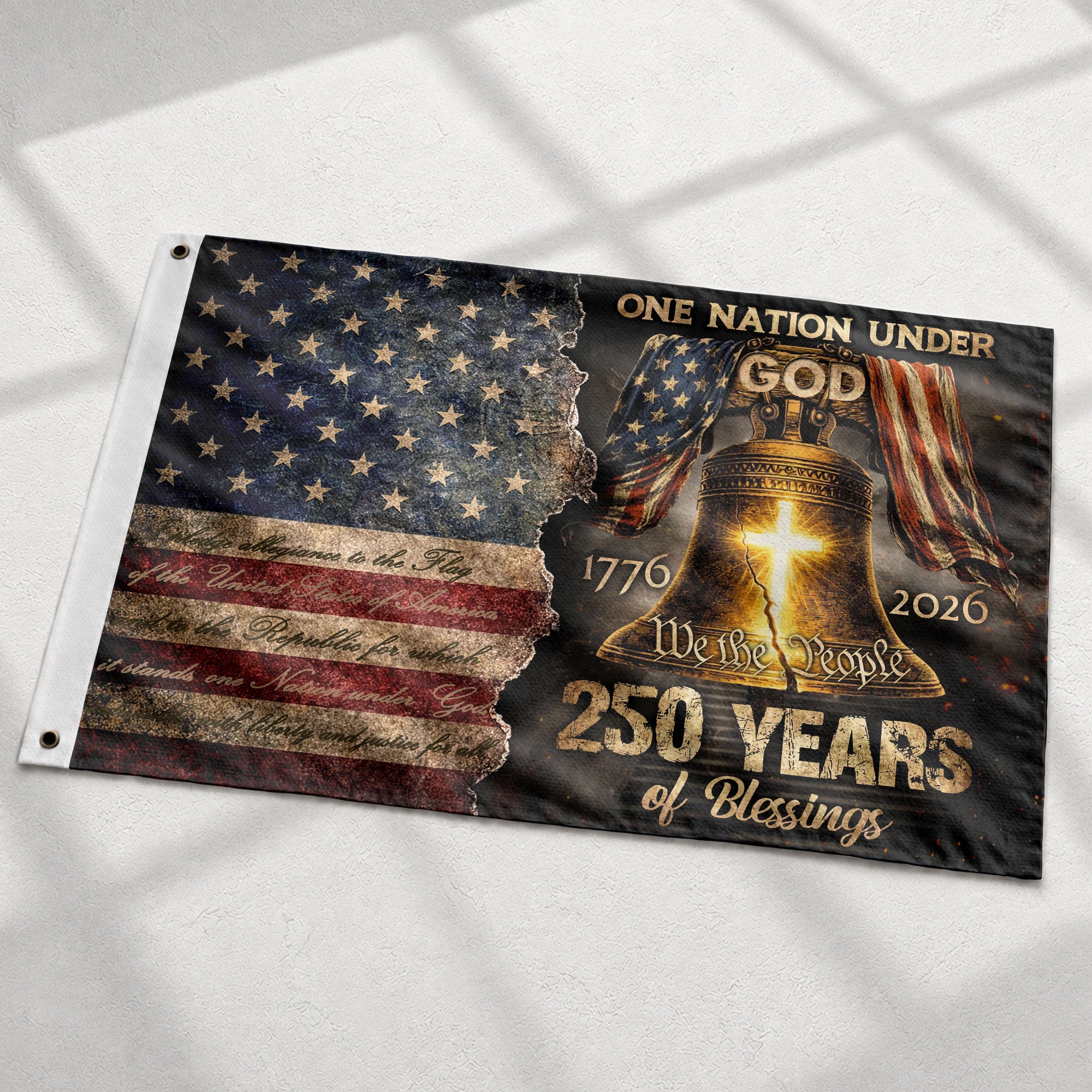 One Nation Under God America Religious US 250th Anniversary Flag – 250 Years of Blessings