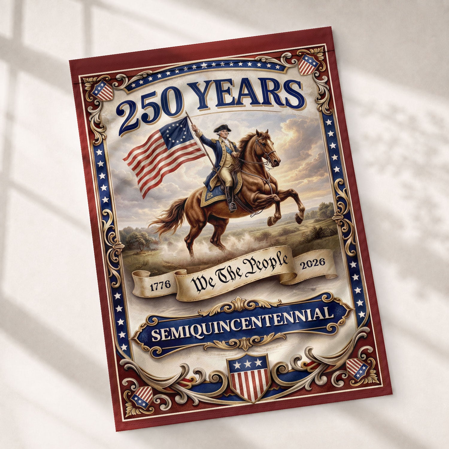 USA 250 Years We The People 1776–2026 House Flag – George Washington Double Sided Anniversary Yard Decor