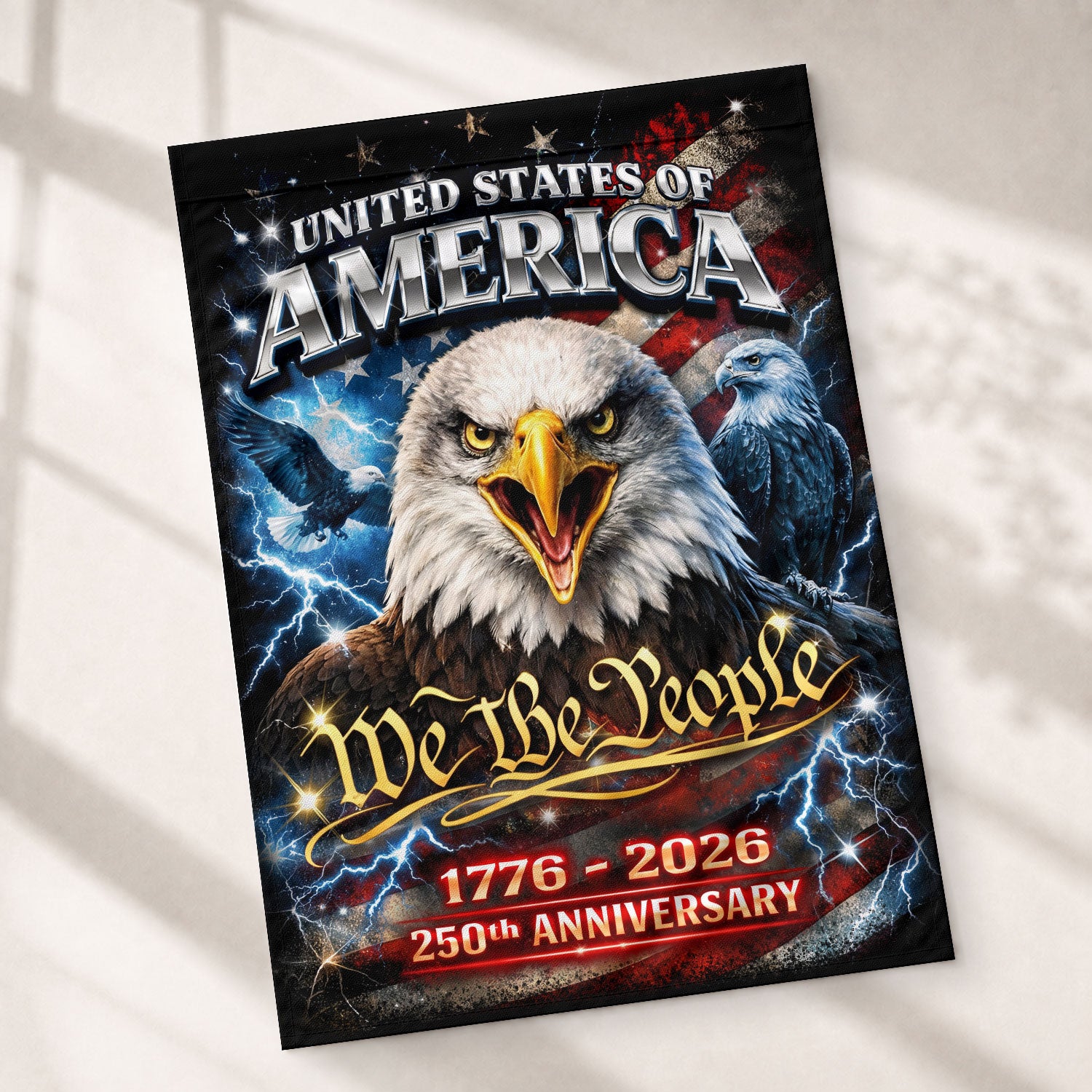America We The People 250th Anniversary House Flag - Eagle Freedom 1776-2026, Double Sided 250 Years Outdoor Decor - Rust Field Wear