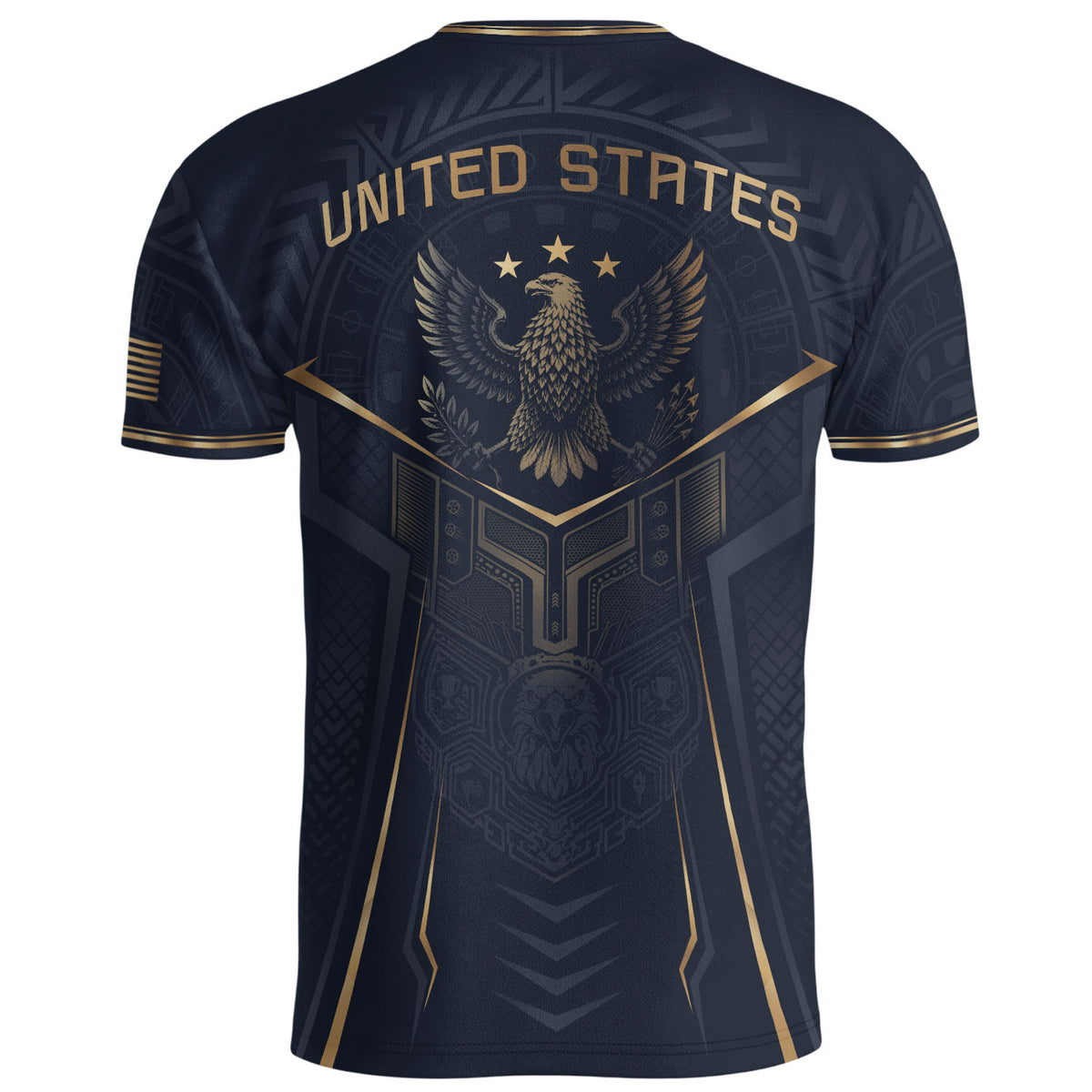 USA Soccer Jersey Navy Gold Eagle Shield Graphic Sports Tee for Soccer Fans - Rust Field Wear