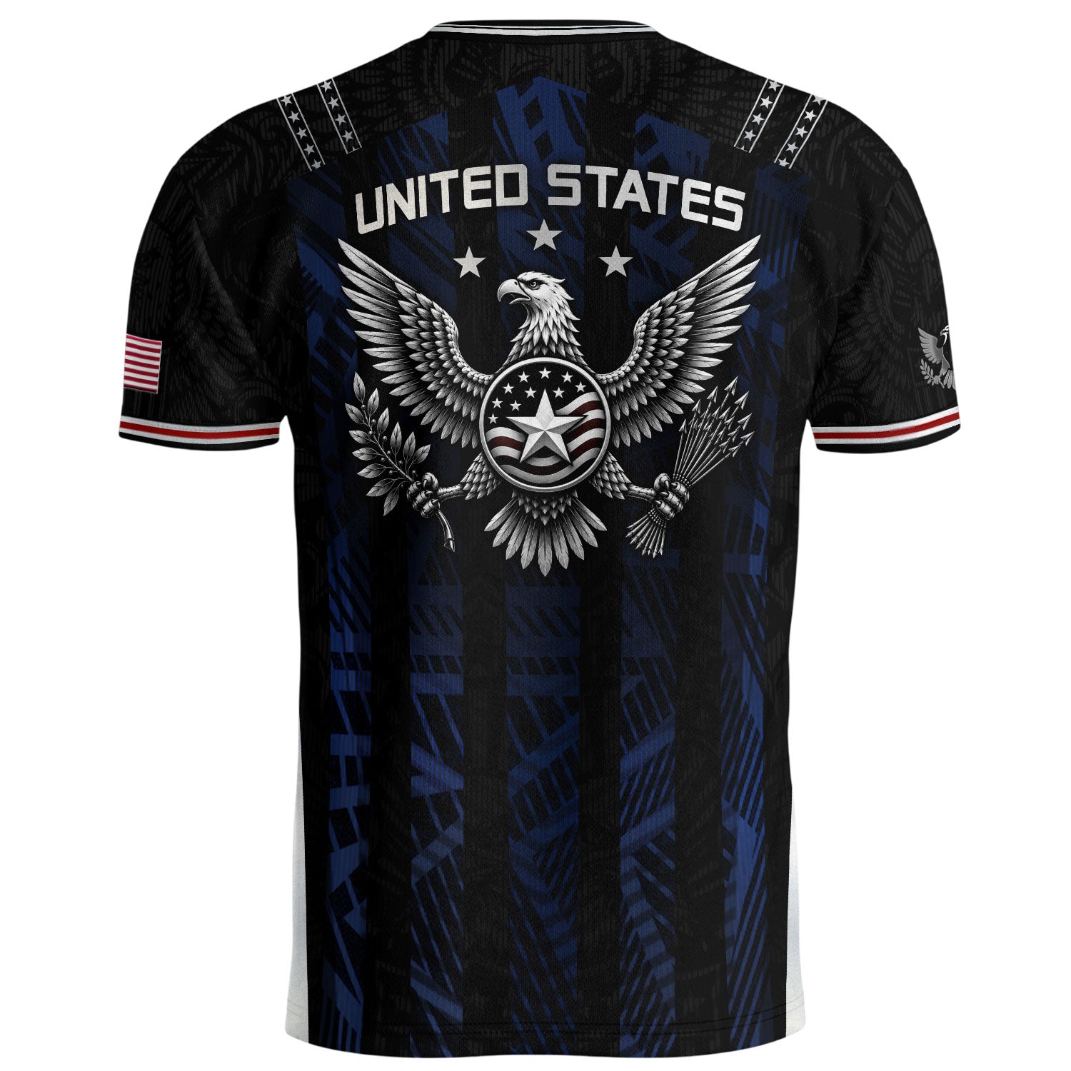 USA Soccer Jersey Black Blue Eagle Crest Athletic Shirt for Men Women Fans
