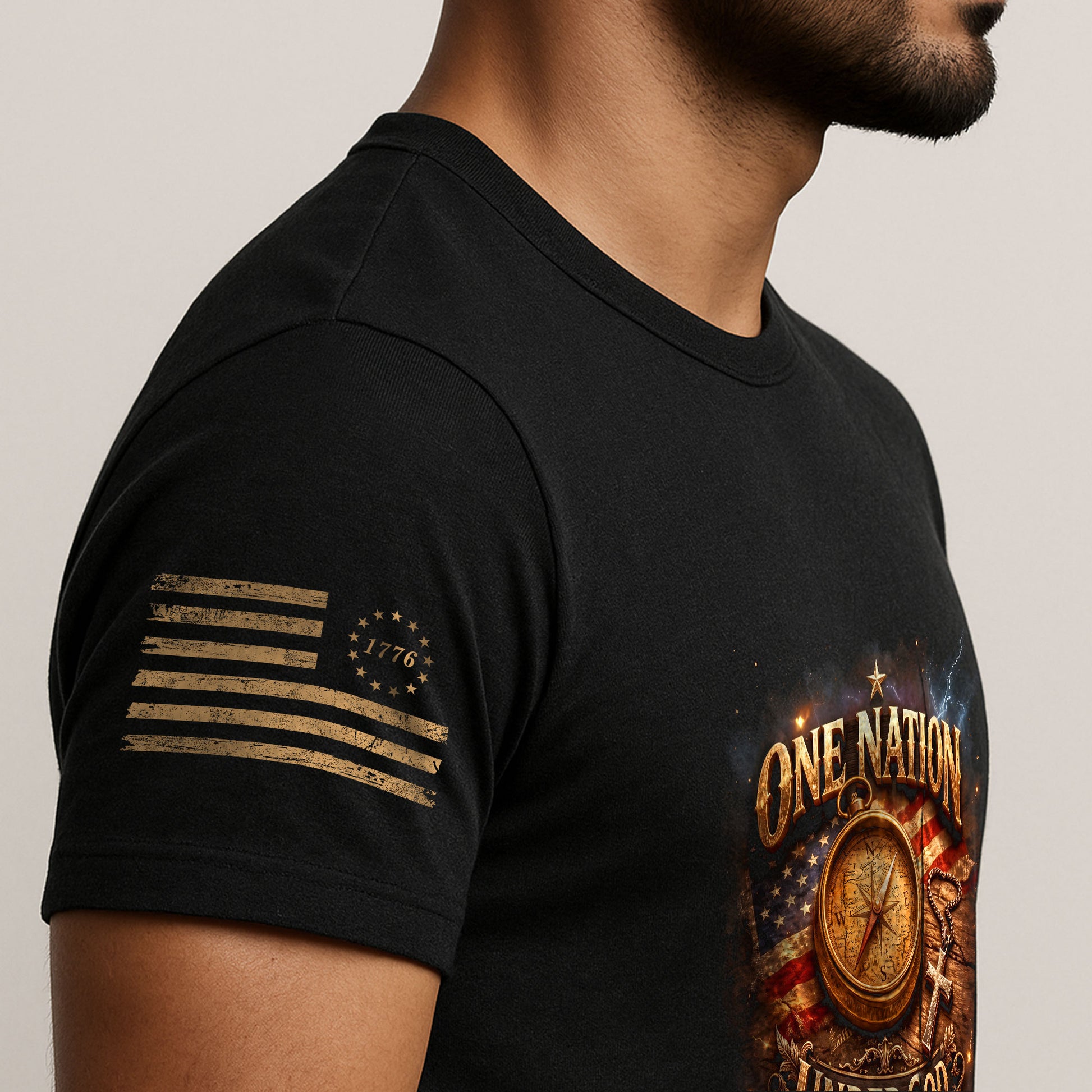 250 Years Anniversary 1776-2026 Christian Patriotic T-Shirt – Compass & Cross One Nation Under God Bible Bootleg Graphic Shirt - Rust Field Wear