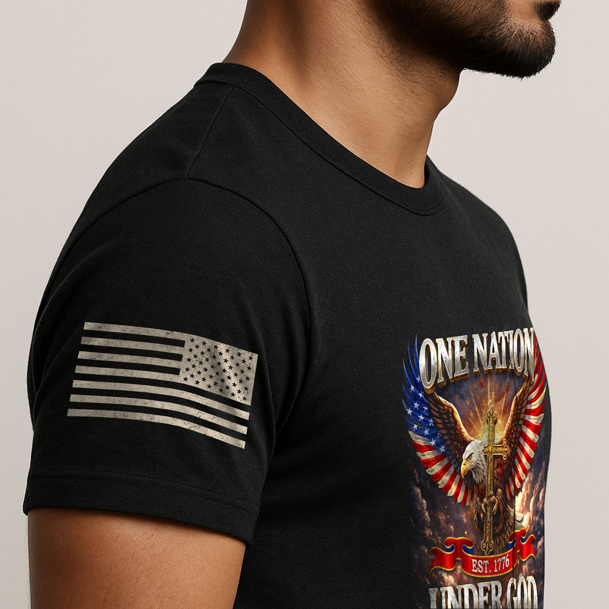 America 250th Anniversary 1776-2026 T-Shirt – 250 Years of Blessings Eagle Cross Patriotic Birthday Graphic Tee - Rust Field Wear