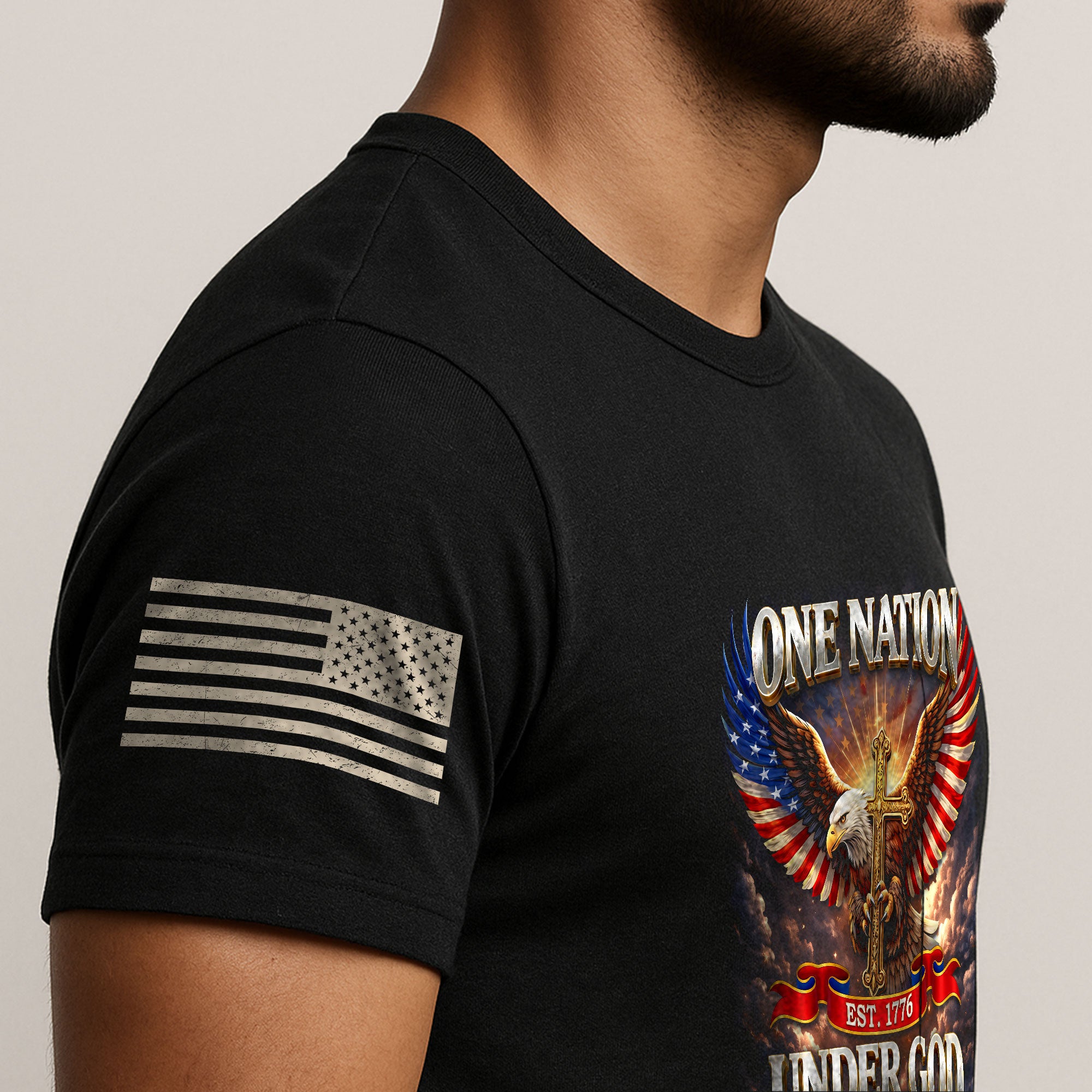 America 250th Anniversary 1776-2026 T-Shirt – 250 Years of Blessings Eagle Cross Patriotic Birthday Graphic Tee - Rust Field Wear