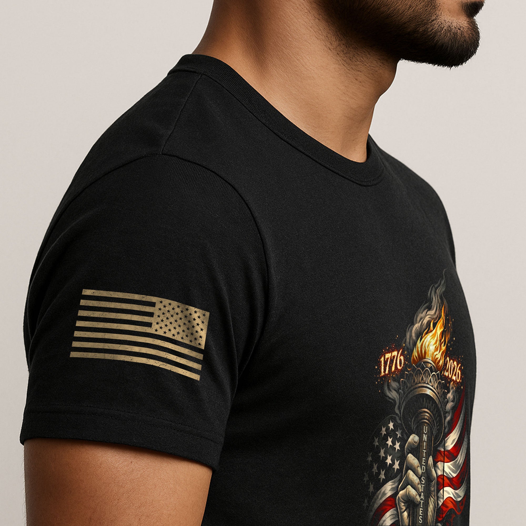 1776-2026 250th Anniversary Patriotic T-Shirt – Statue of Liberty Torch & USA Flag Freedom Tee - Rust Field Wear