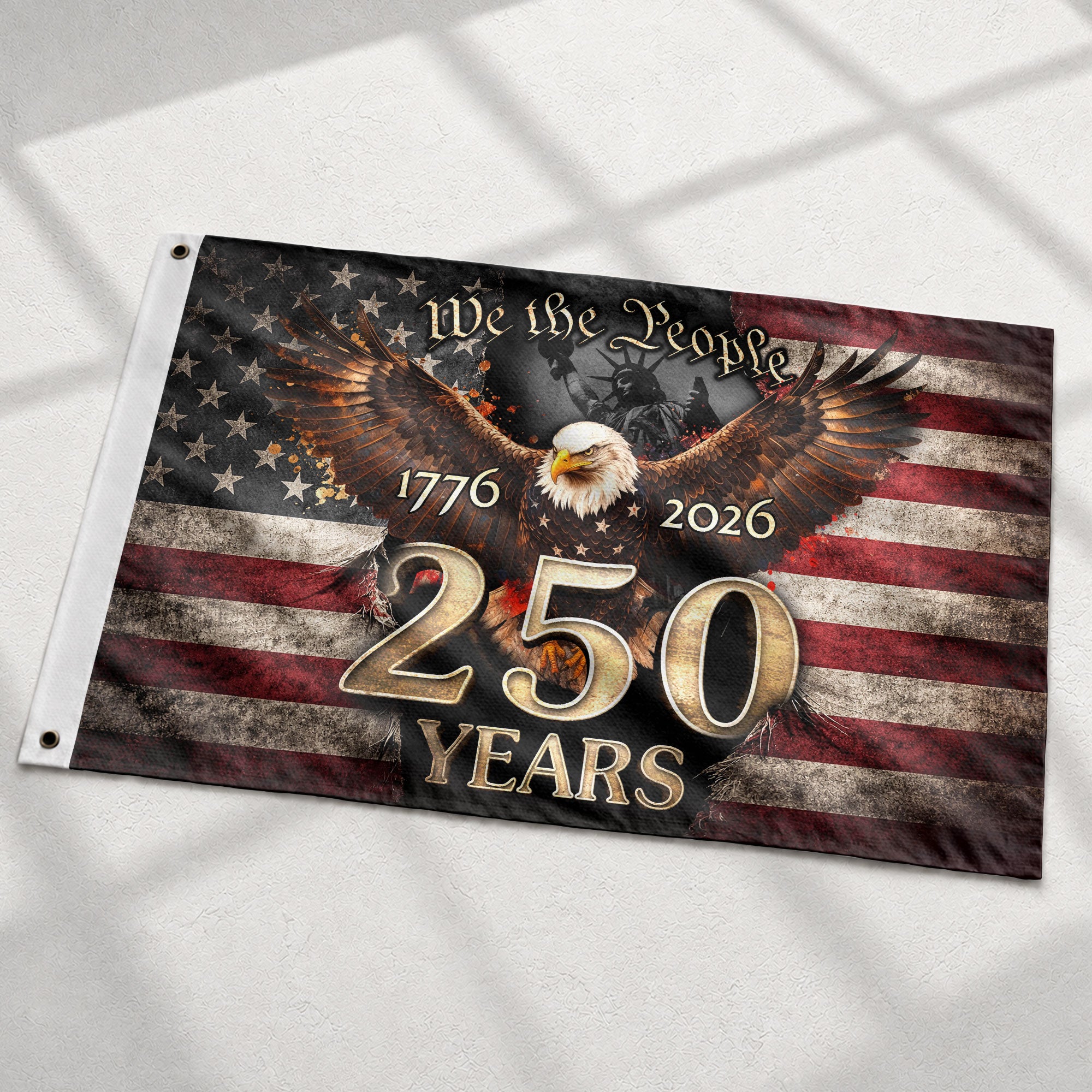 We The People 250 Years Flag 1776–2026 – Eagle Patriotic American Décor