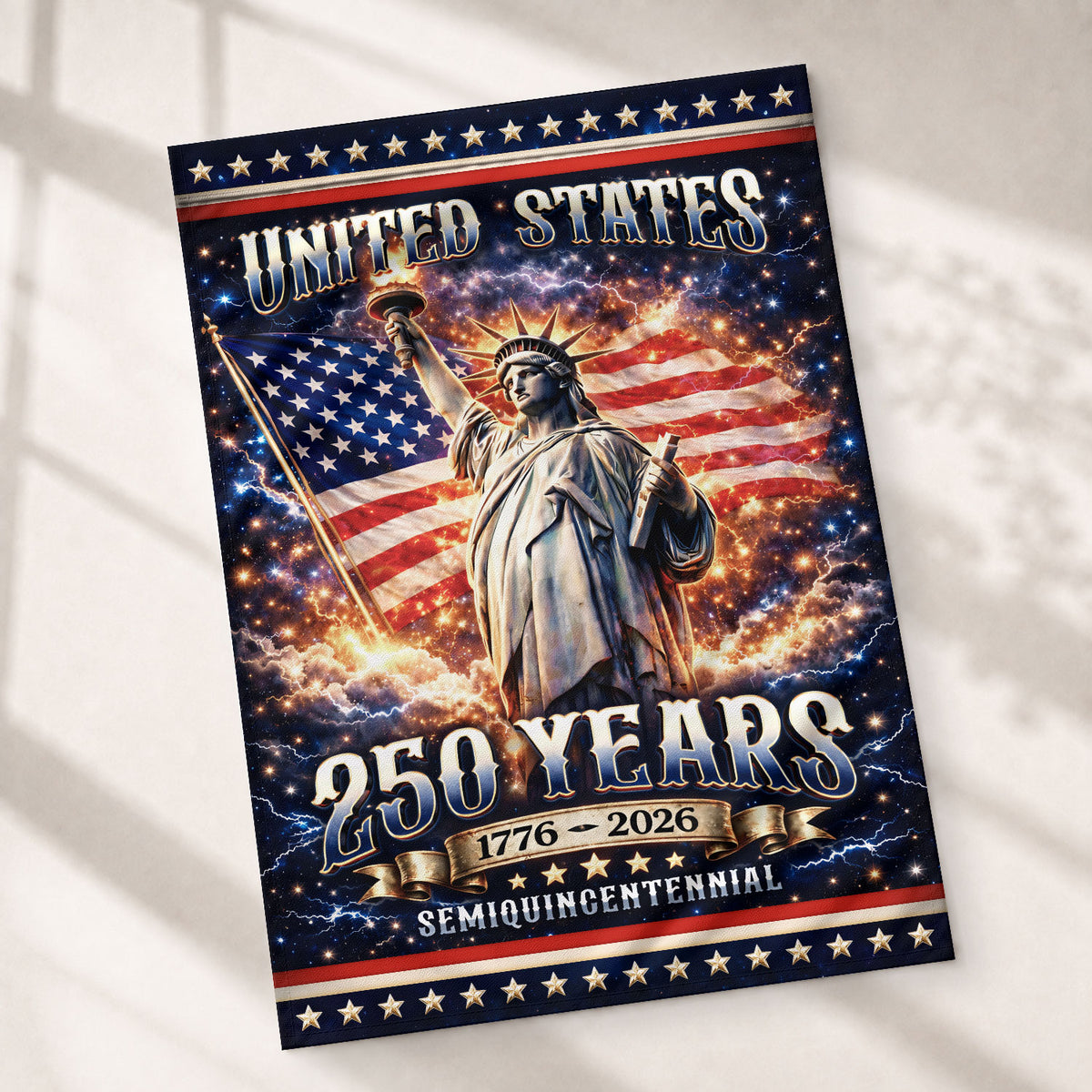 USA 250th Anniversary House Flag 1776-2026 – Statue of Liberty Patriotic Double Sided House Yard Decor - Rust Field Wear