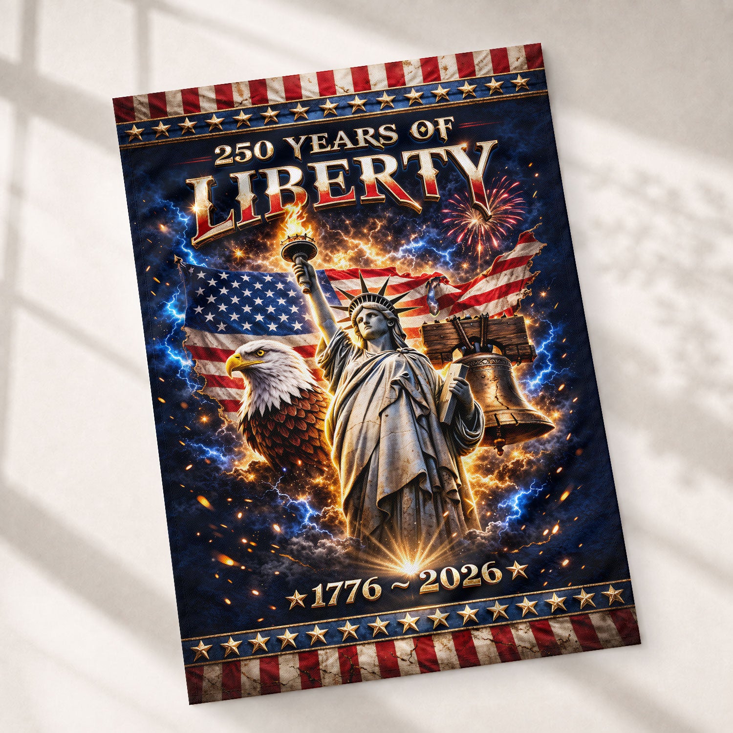 250 Years of Liberty House Flag 1776-2026 – One Nation Under God Christian Values Double Sided Patriotic Flag
