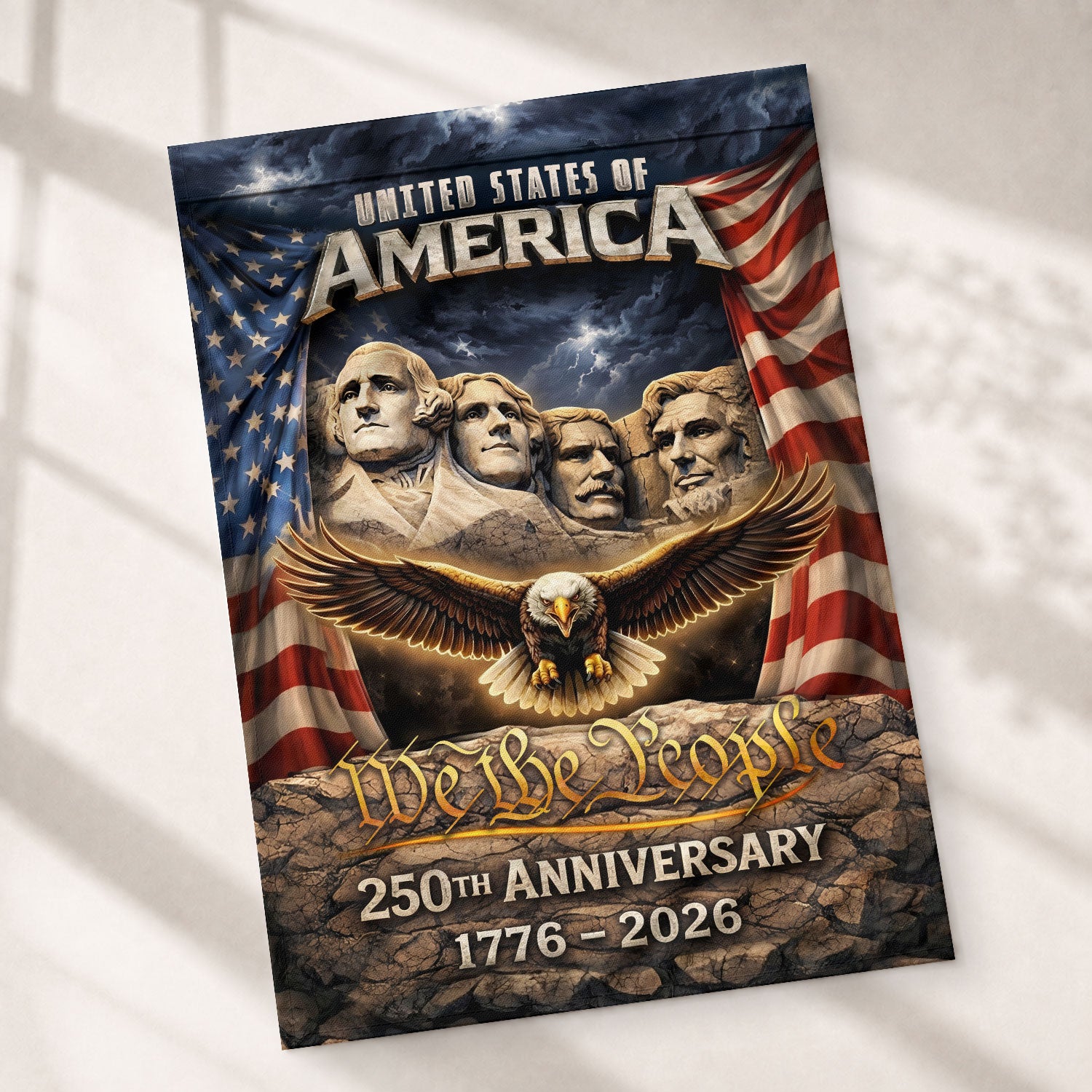 USA 250th Anniversary House Flag 1776-2026, American Flag 250 Year Anniversary, Patriotic Outdoor Yard Decoration