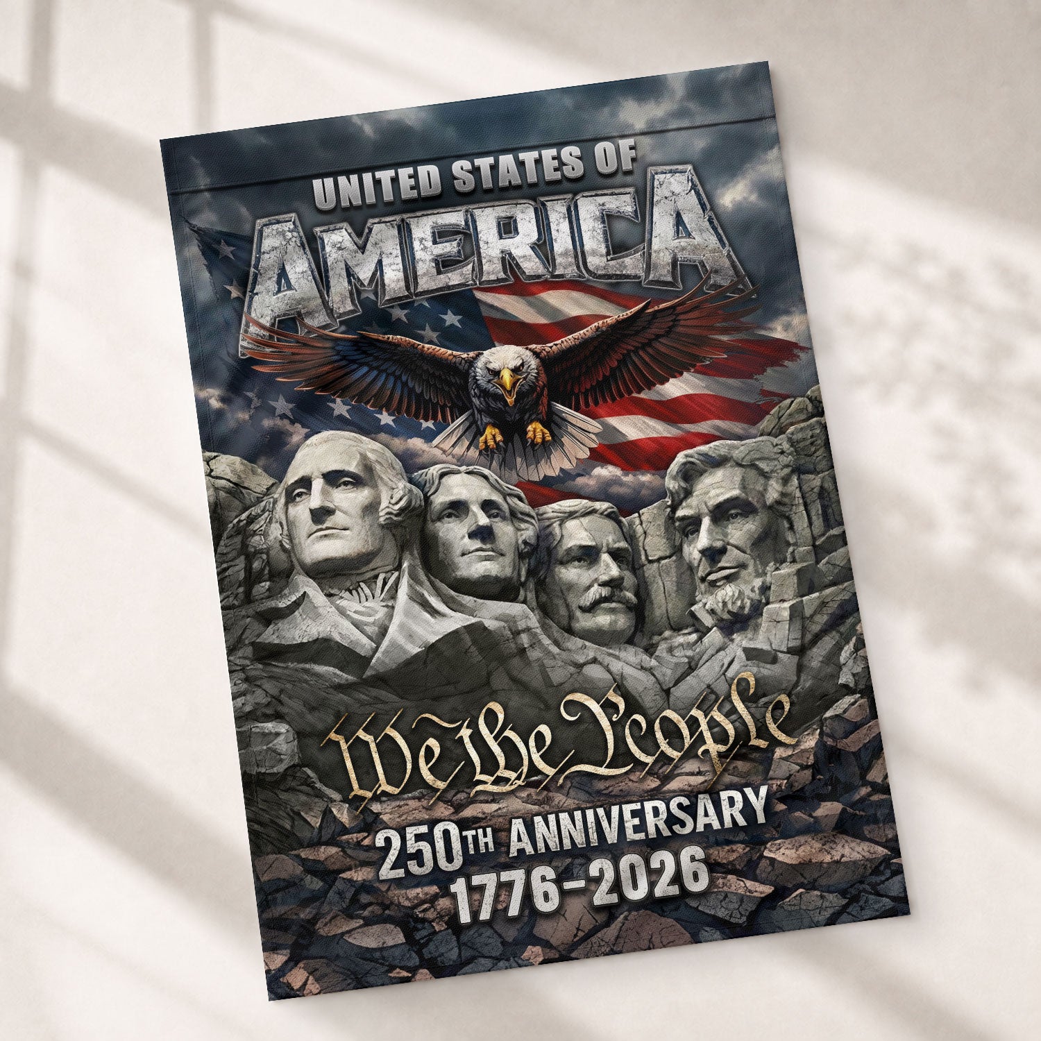 USA 250th Anniversary House Flag 1776–2026 – American Flag 250 Year Anniversary Patriotic Eagle We The People Outdoor Yard Decor Flag