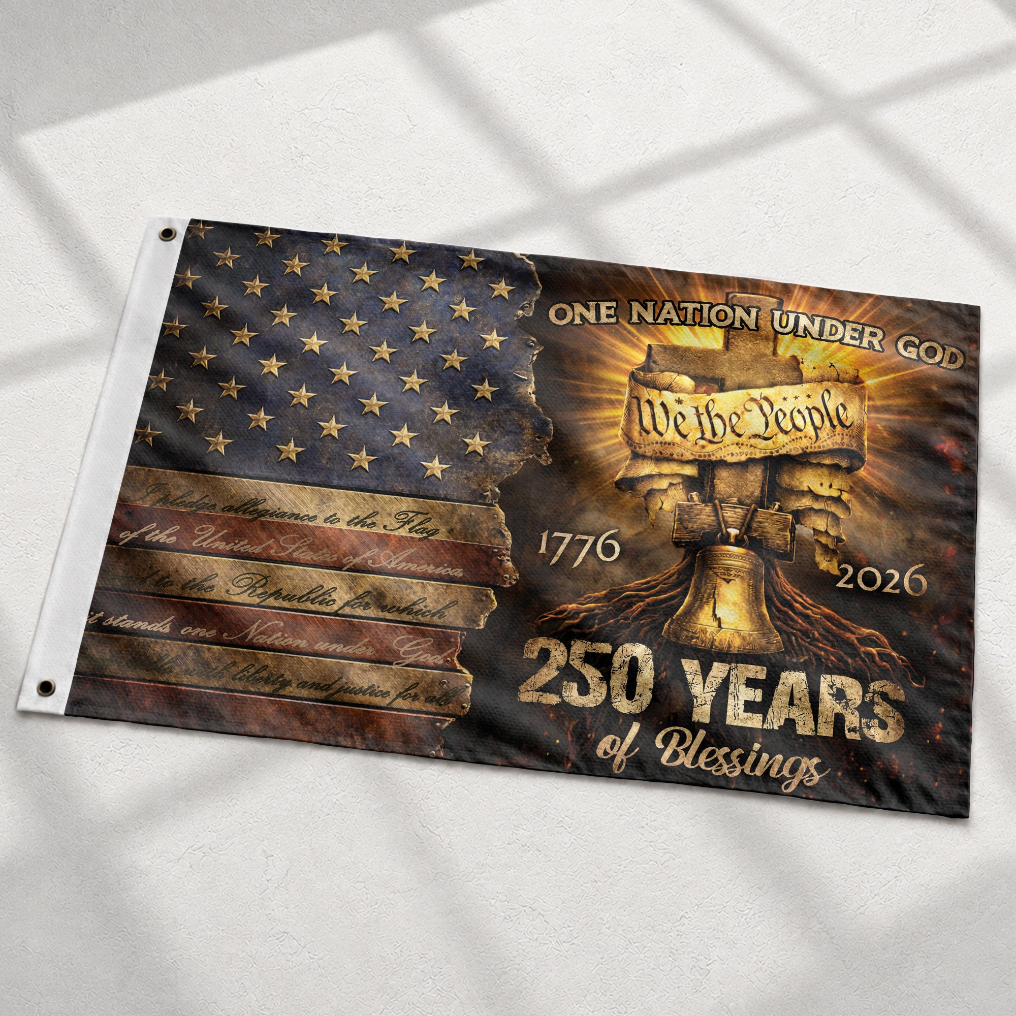 We The People Christian House Flag 250th Anniversary USA Flag 1776-2026 One Nation Under God
