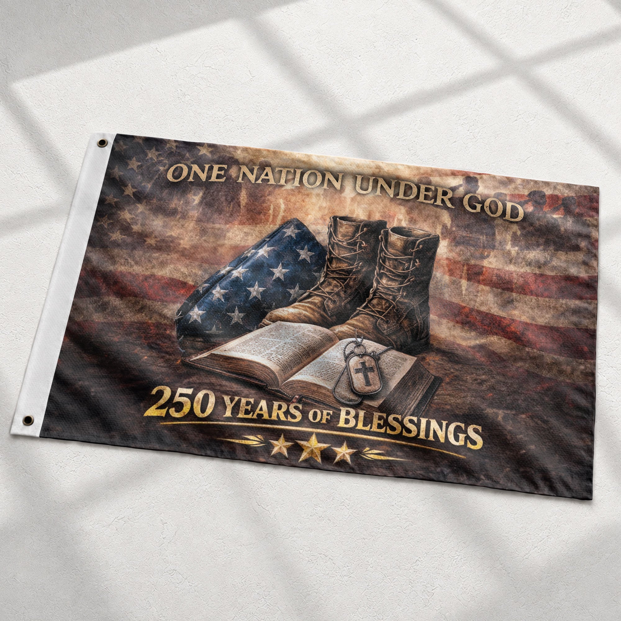 Christian Patriotic House Flag 250 Year American Anniversary Flag One Nation Under God USA Flag