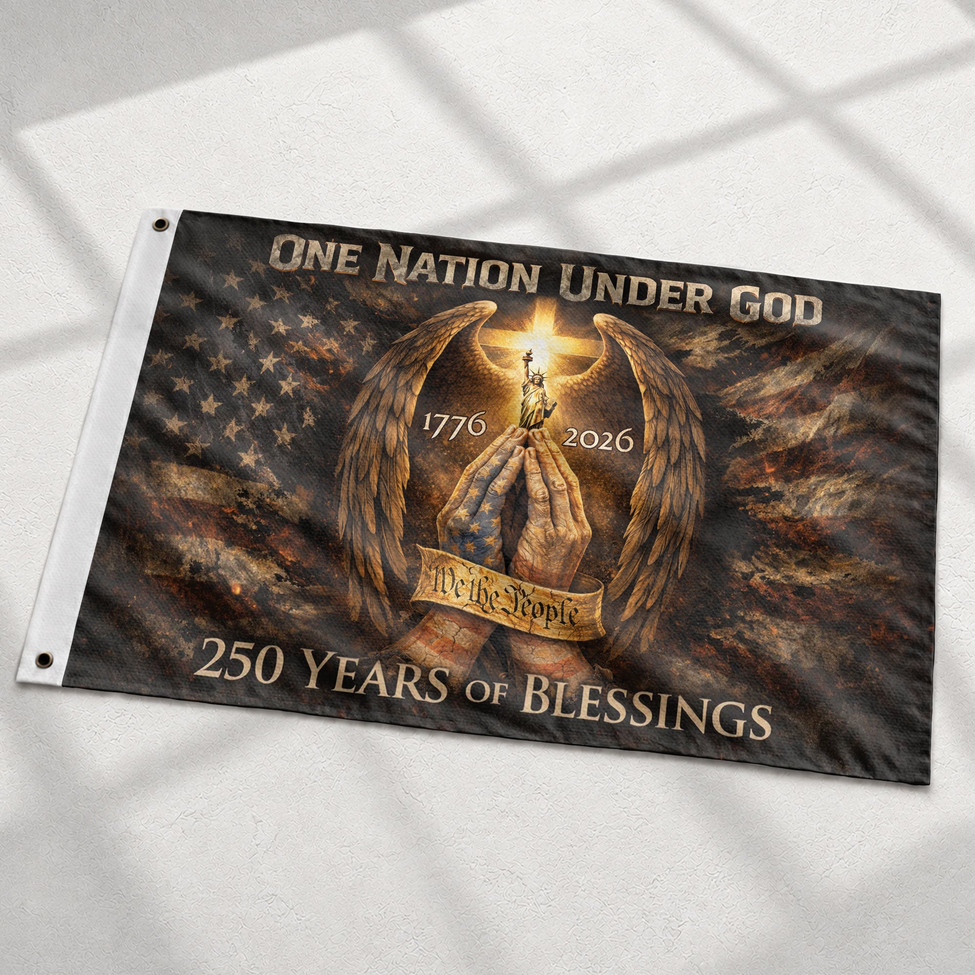 Christian Patriotic House Flag One Nation Under God 250th Anniversary USA Flag 1776–2026