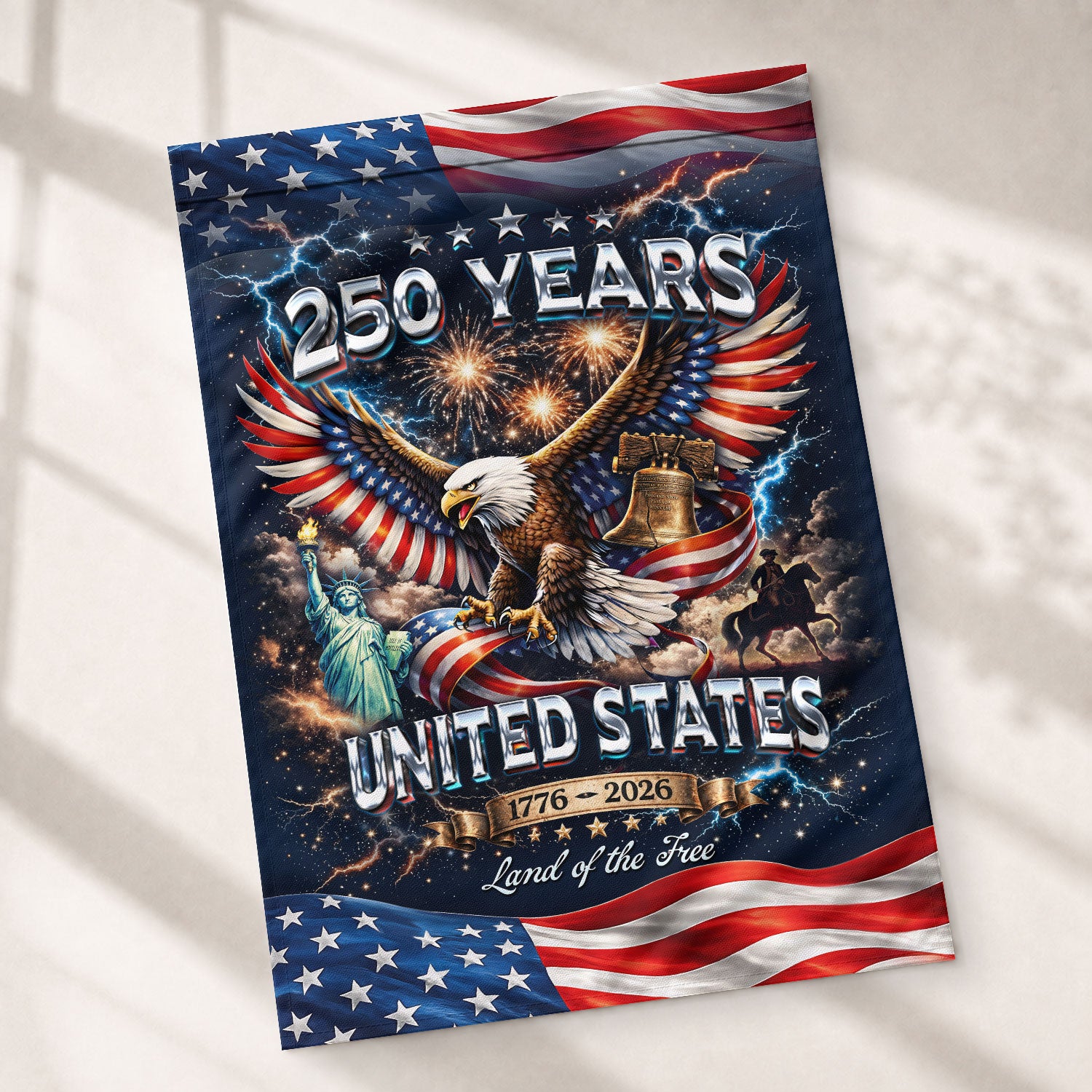 USA 1776-2026 250 Years Garden Flag Patriotic Eagle Yard Decor 12x18inch