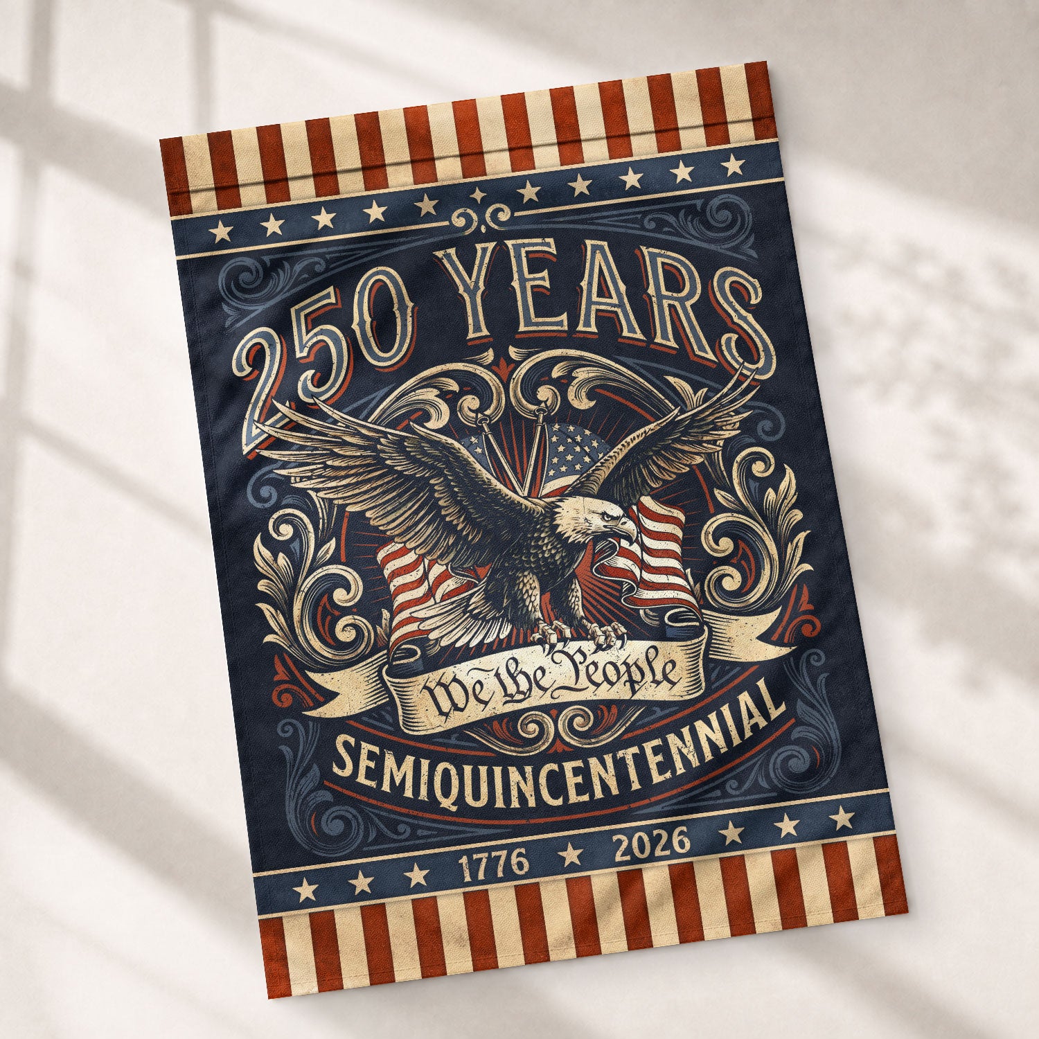 United States 250th Anniversary Garden Flag Patriotic Bald Eagle Vintage Yard Decor Banner 12x18inch