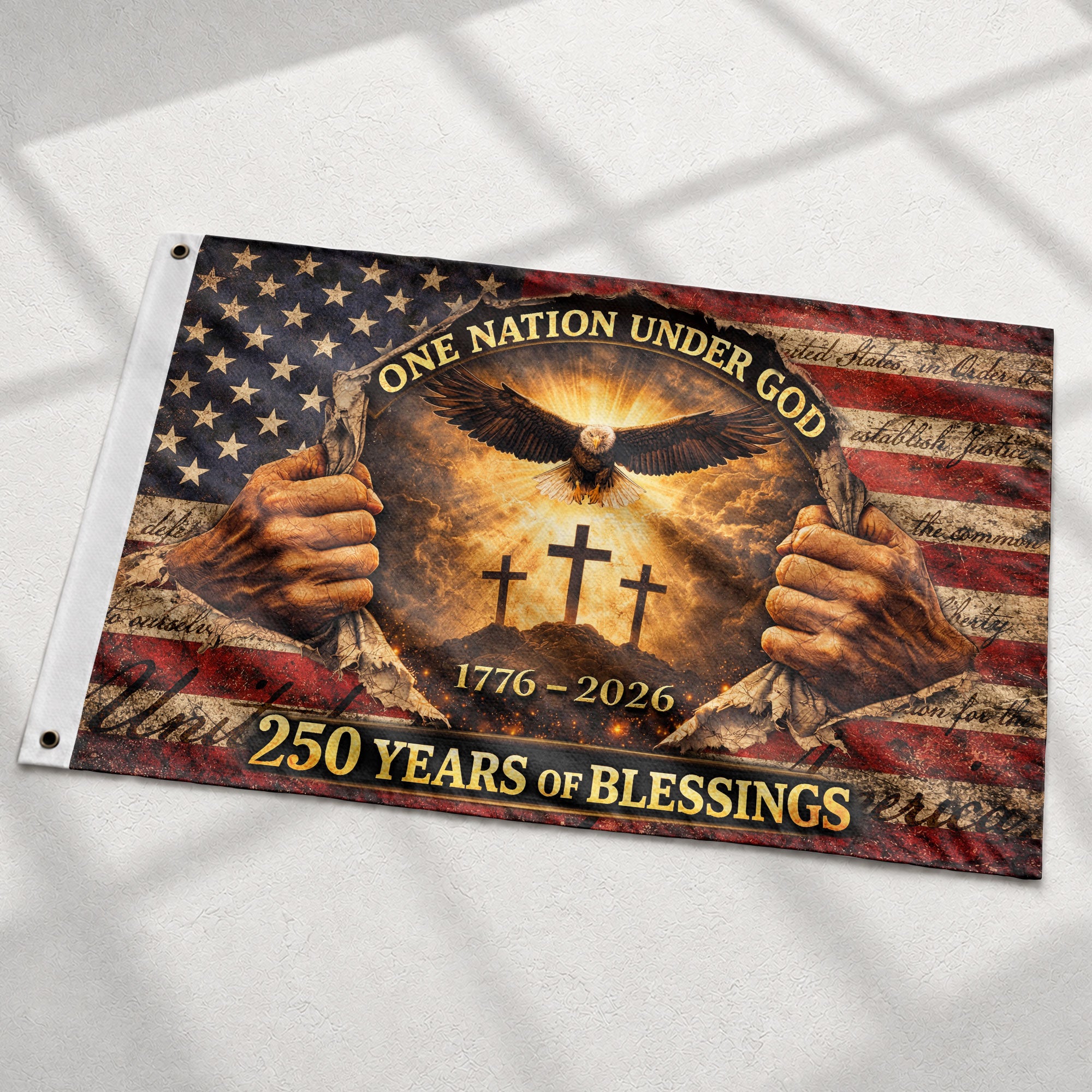 250 Years of Blessings Flag 1776-2026 One Nation Under God Christian American Eagle Banner 3x5ft