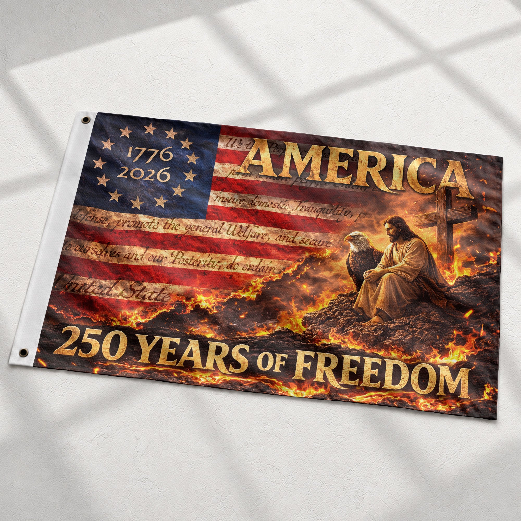 Christian USA 250th Anniversary House Flag 1776–2026 Jesus Eagle Patriotic 250 Years Freedom Flag