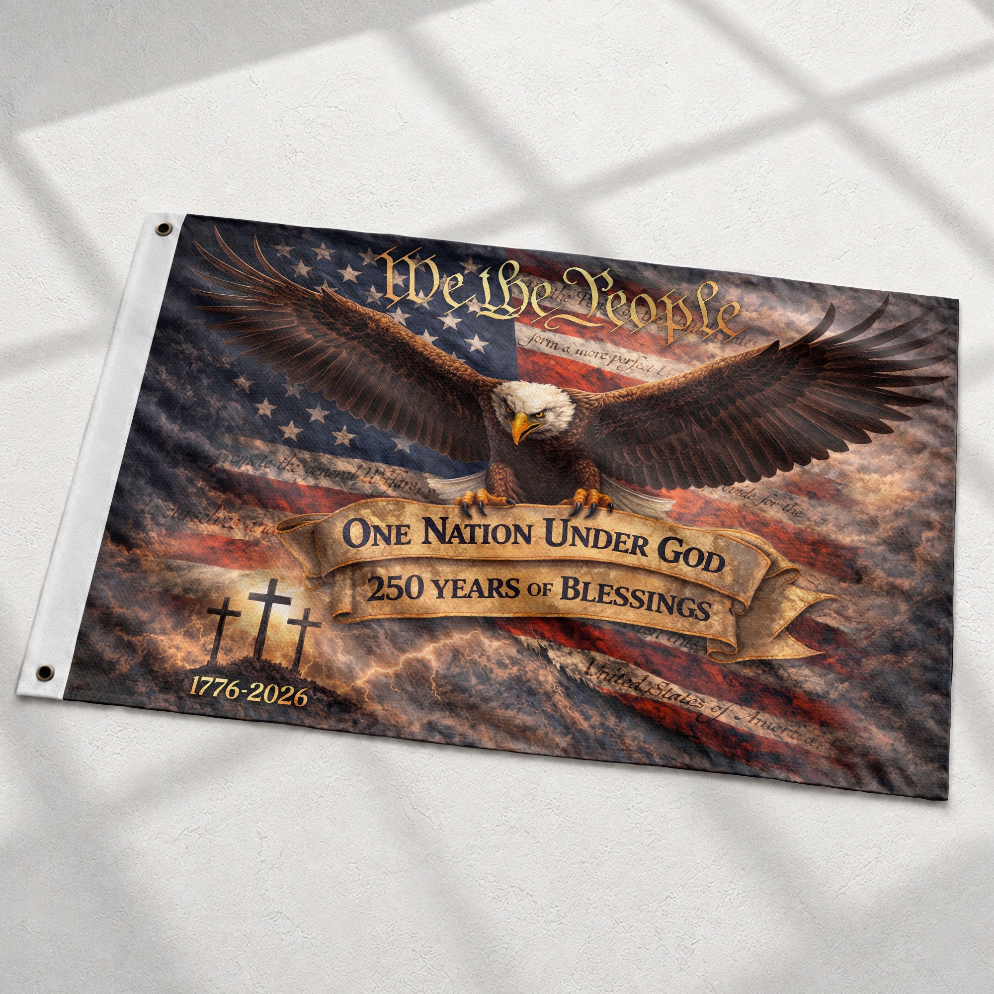 We The People One Nation Under God 250th Anniversary House Flag Patriotic Eagle 250 Years Blessing USA Flag