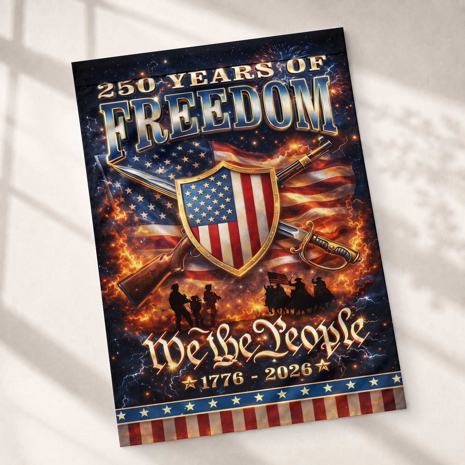 250 Years of Freedom House Flag Patriotic We The People 1776 - 2026 American - Rust Field Wear