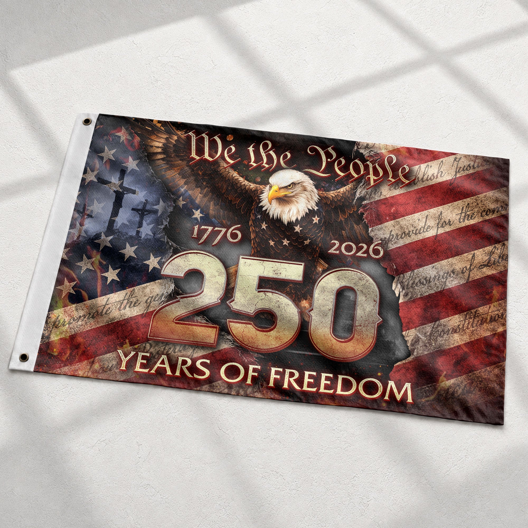 Christian Heritage House Flag 1776-2026 One Nation Under God 250 Years of Blessings