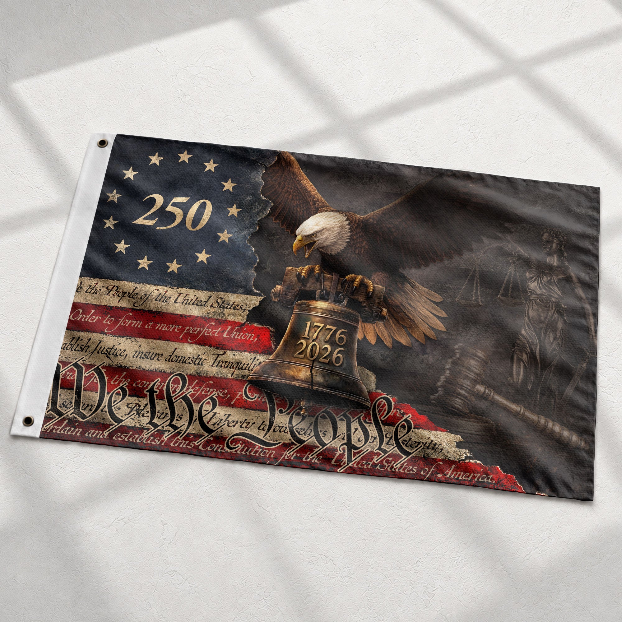 US 250th Anniversary Flag 3x5 ft We The People 1776-2026 Liberty Bell Patriotic Decor