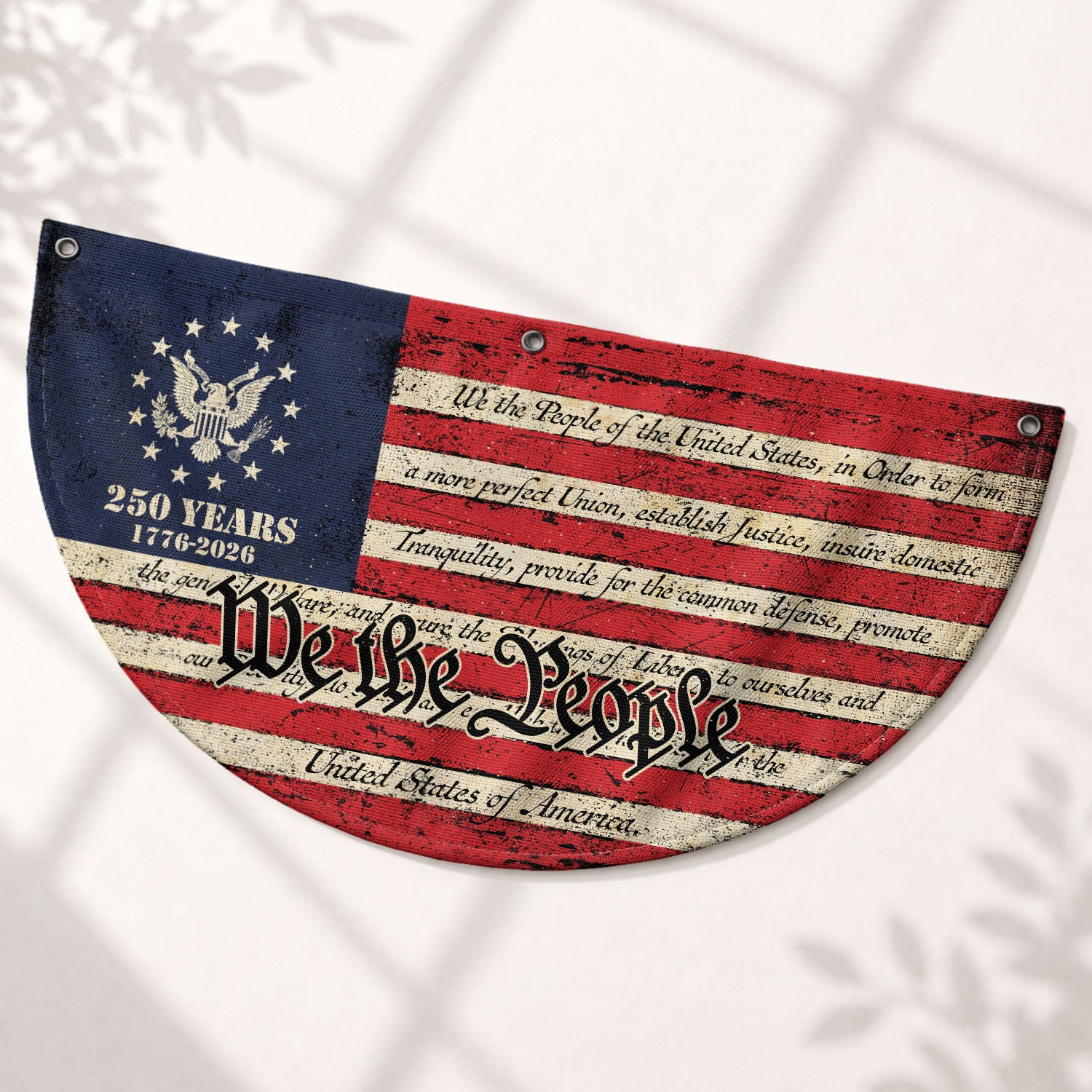 250th Anniversary USA Flag Fence Banner - Patriotic We The People Design for 2026 Celebration