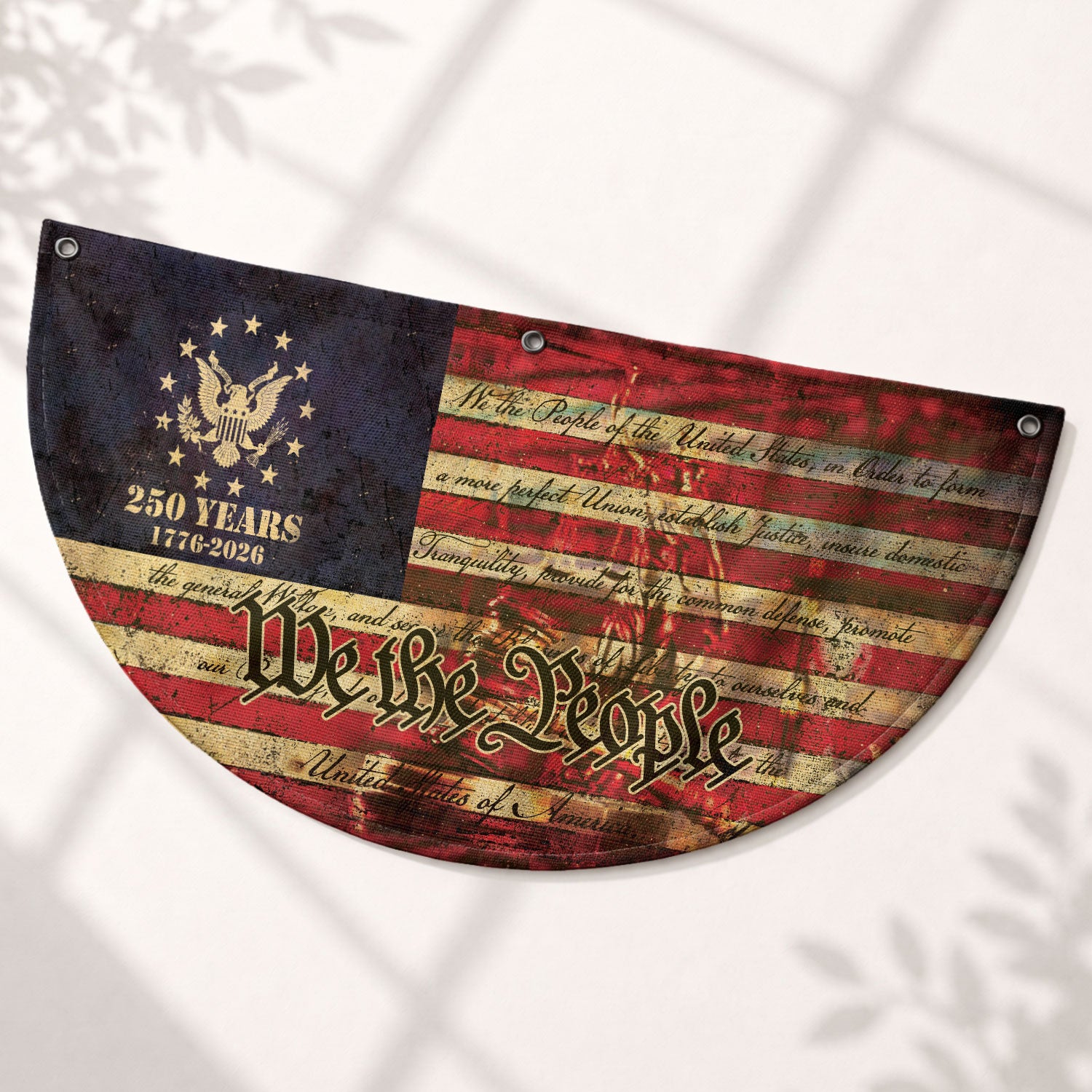 250th Anniversary USA Flag Fence Banner - We The People & Eagle Design for 2026 Celebration