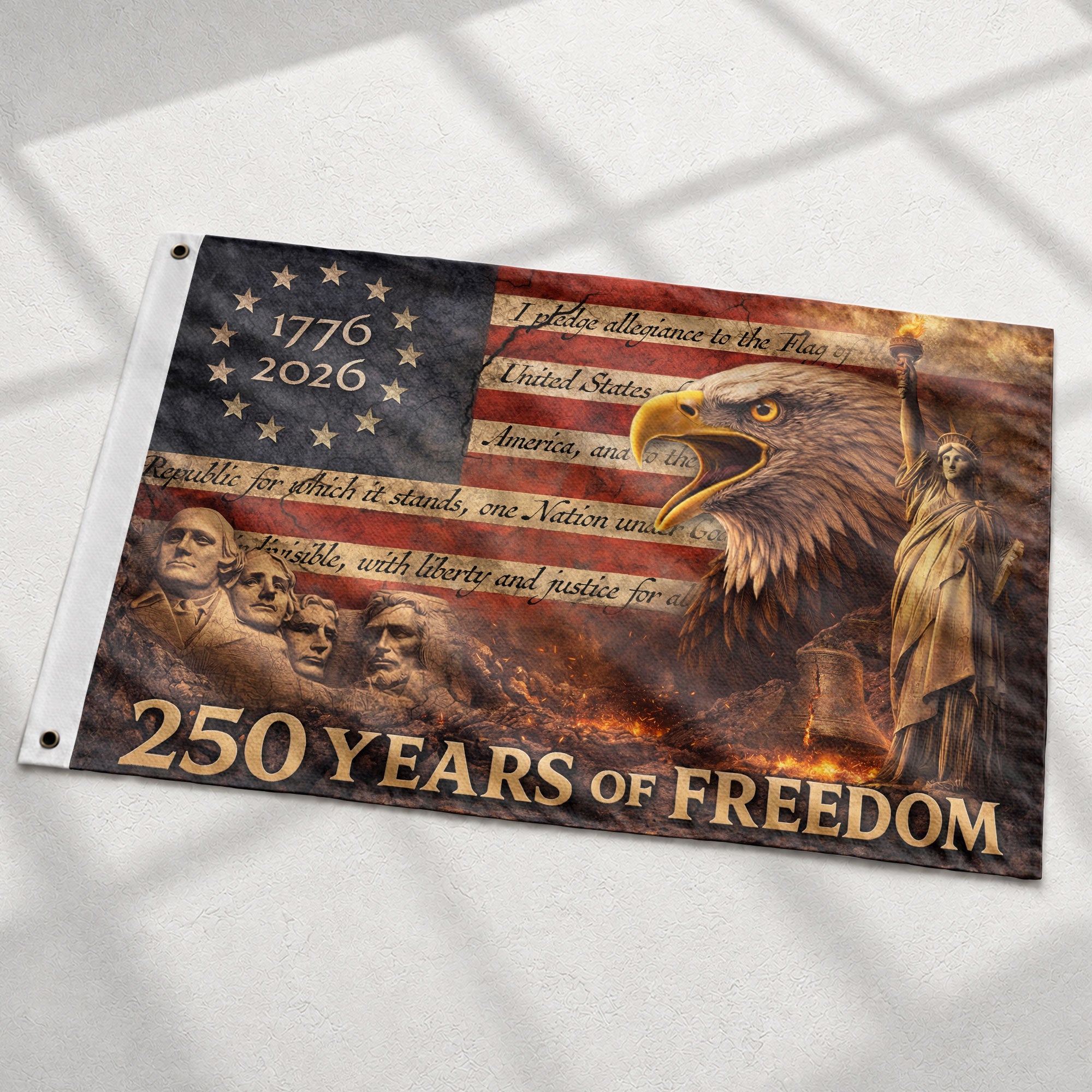Patriotic House Flag 250 Years of Freedom Eagle Liberty Vintage American Outdoor Decor