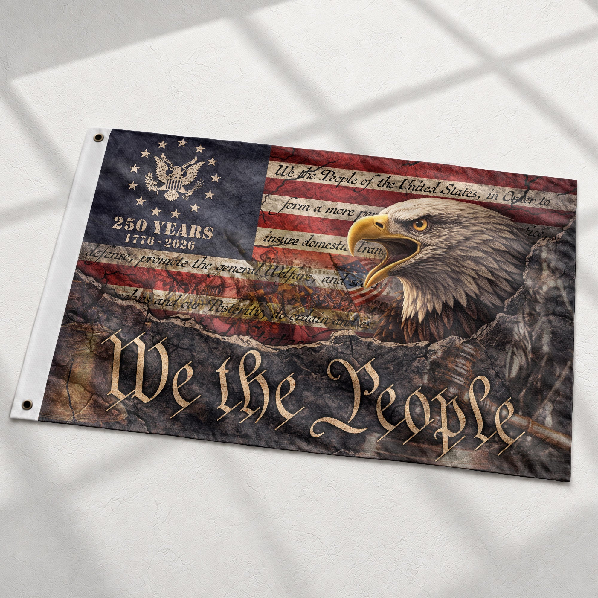 We The People House Flag Patriotic Eagle 250 Years 1776 2026 Vintage Outdoor Decor