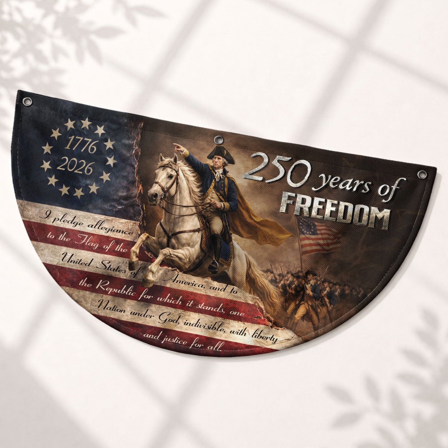 250 Years of Freedom Fence Flag George Washington Patriotic 1776-2026 Outdoor Banner