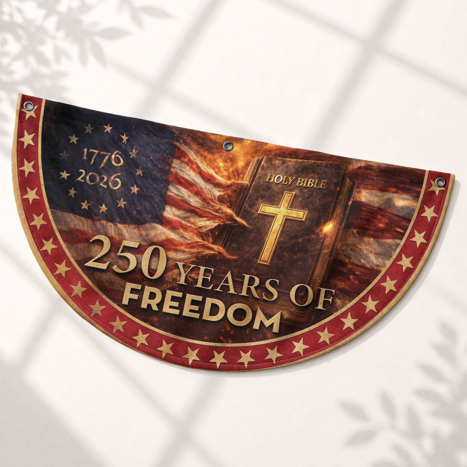 Christian Patriotic Fence Flag 1776-2026 – Holy Bible American Flag 250 Years of Freedom Double Sided Banner