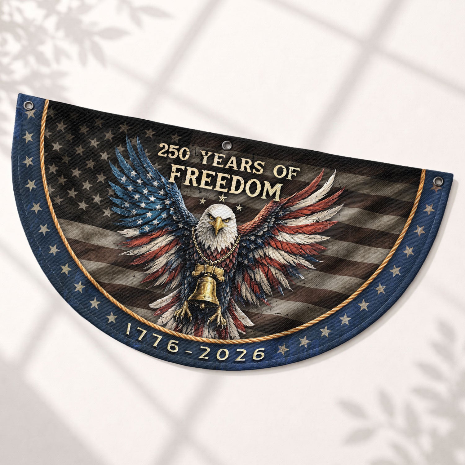 250 Years of Freedom Fence Flag 1776-2026 Patriotic Eagle Liberty Bell Banner