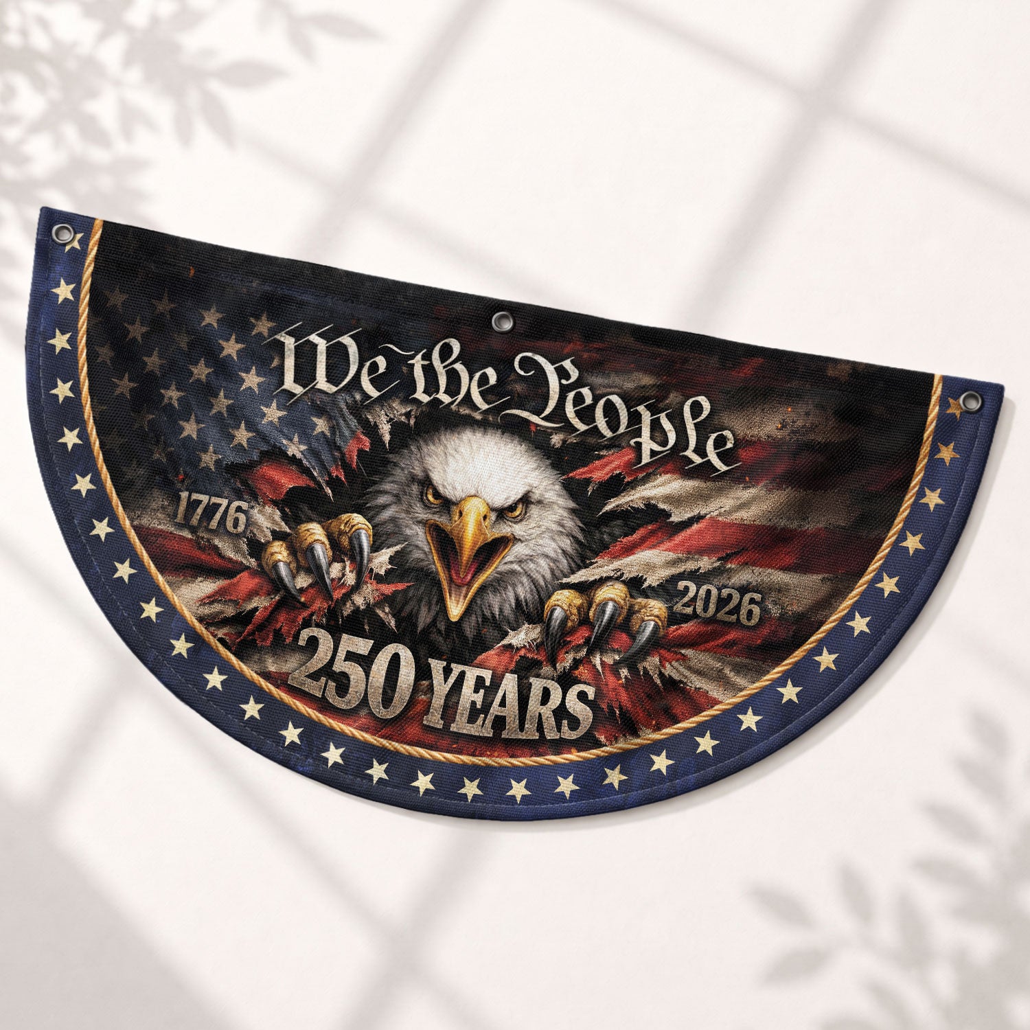 We The People Eagle Fence Flag 250 Years 1776-2026 Patriotic Double Sided Banner