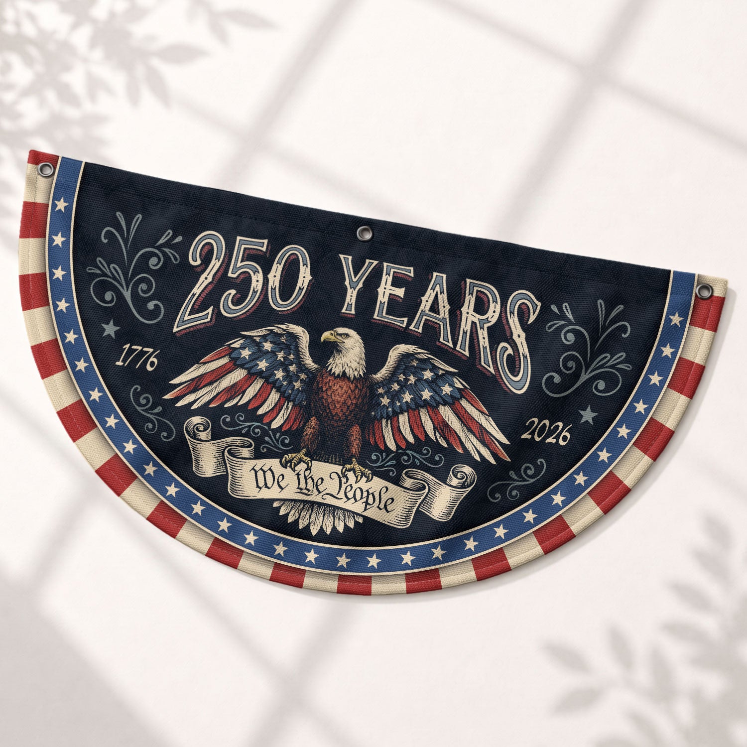 Fence Flag 250 Years of Freedom 1776-2026 Patriotic Eagle Outdoor Porch Railing Banner