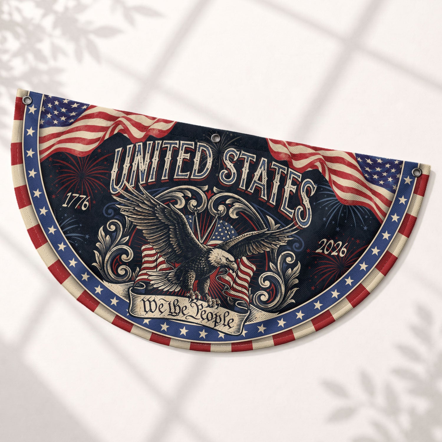 Patriotic Fence Flag 250 Years of Freedom 1776-2026 Decor - We The People Outdoor Banner