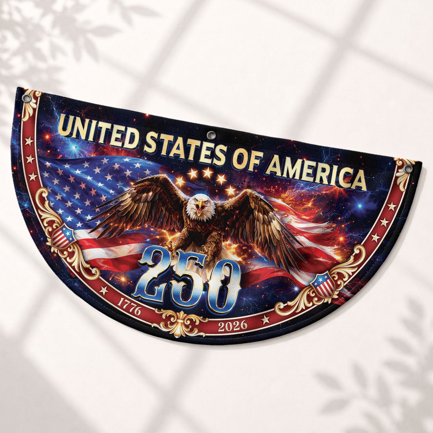 United States 250 Years Fence Flag 1776-2026 Patriotic Eagle Outdoor Banner Decoration