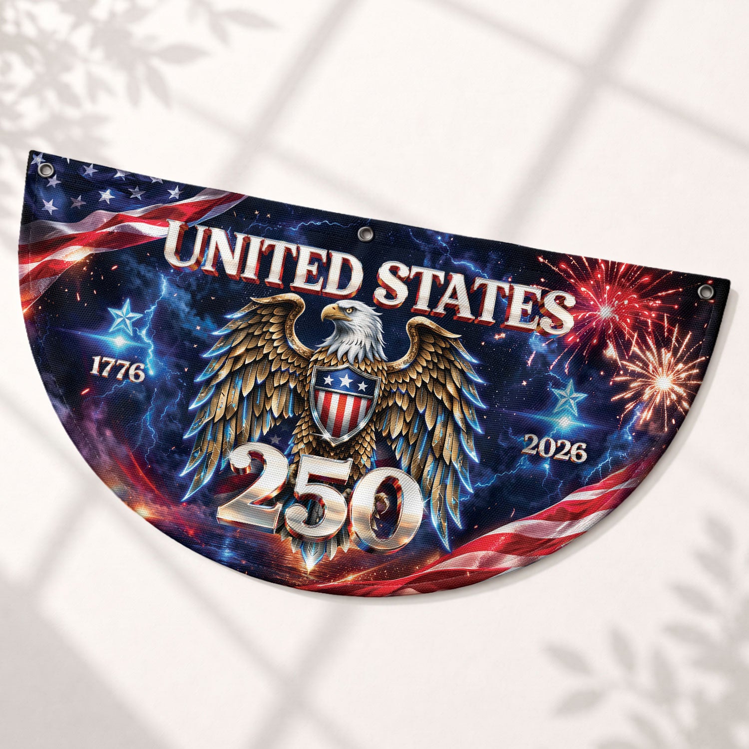 250 Years United States Fence Flag 1776-2026 Patriotic Eagle Outdoor Banner Decoration