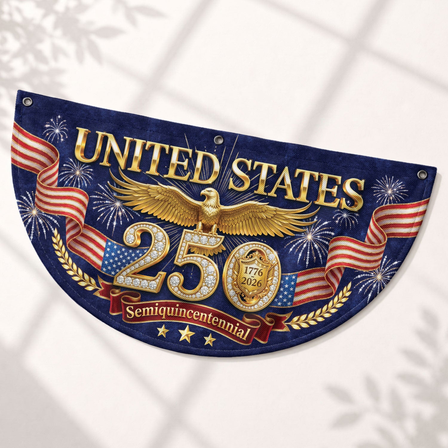 USA 250 Years Fence Flag 1776-2026 Patriotic Golden Eagle Outdoor Garden Decoration