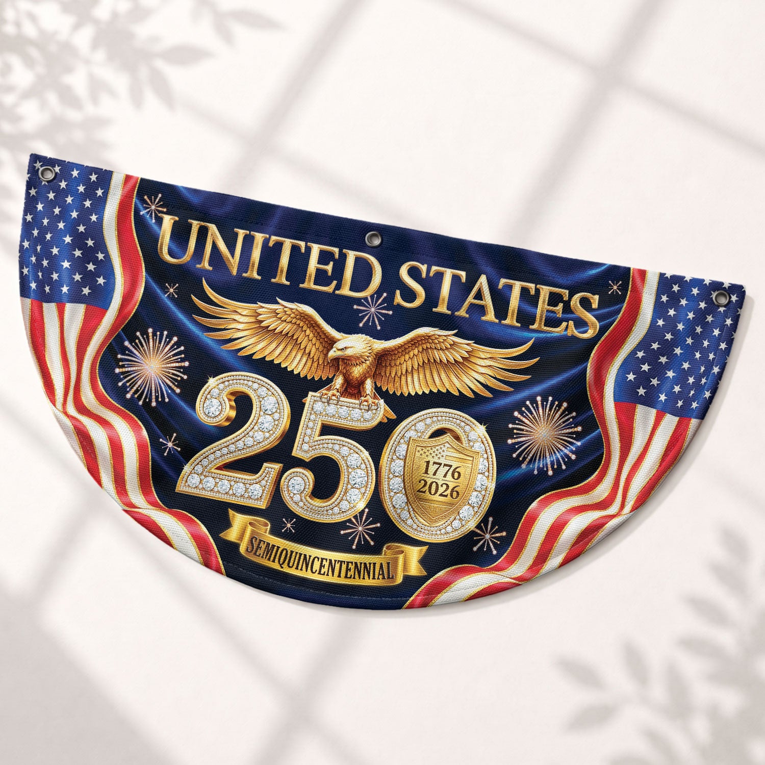 United States 250 Years Fence Flag 1776-2026 Patriotic Eagle Anniversary