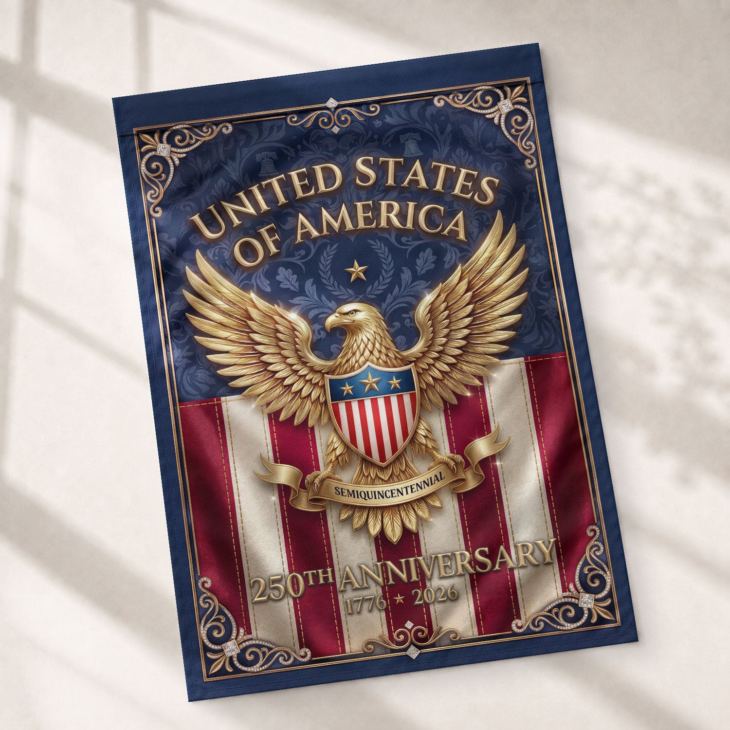 250th Anniversary House Flag USA Eagle Patriotic Banner 1776-2026 Outdoor Decor - Rust Field Wear