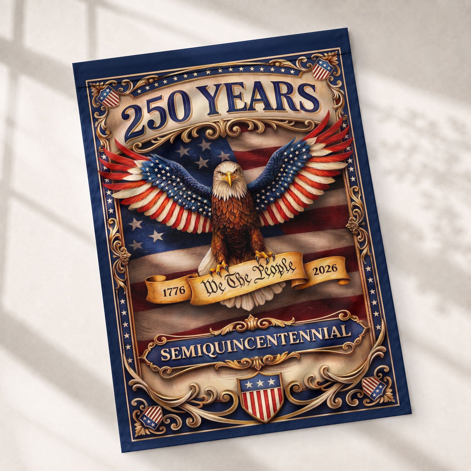 250th Anniversary Garden Flag American Eagle Patriotic Decor We The People 1776-2026 - Rust Field Wear