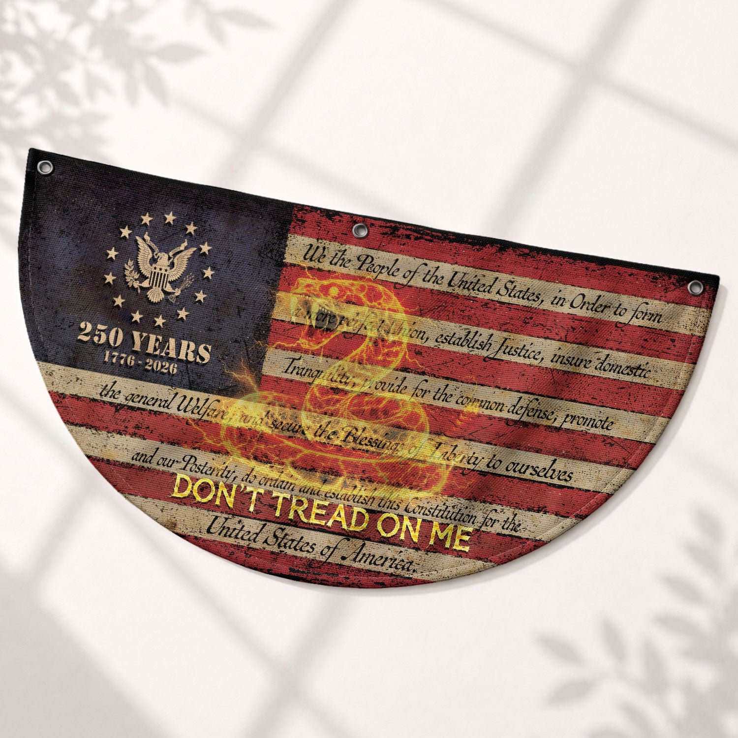 Fence Flag USA 250th Anniversary 1776–2026, Patriotic 250 Year American Flag Banner Decor